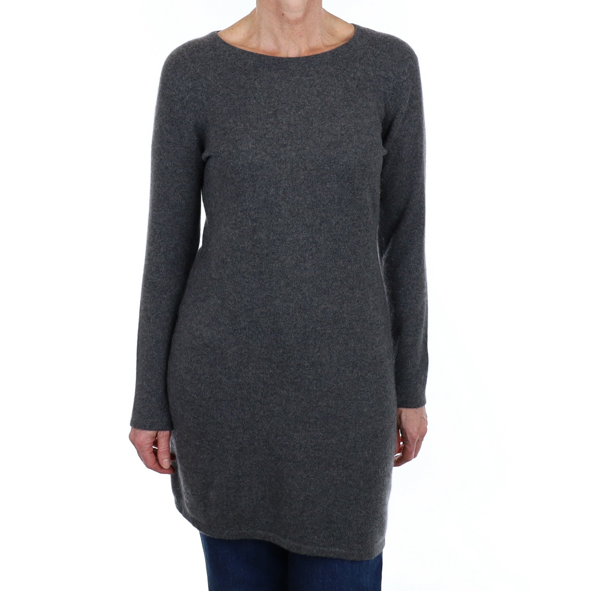 Slate Grey Cashmere Crew Neck Dress Small