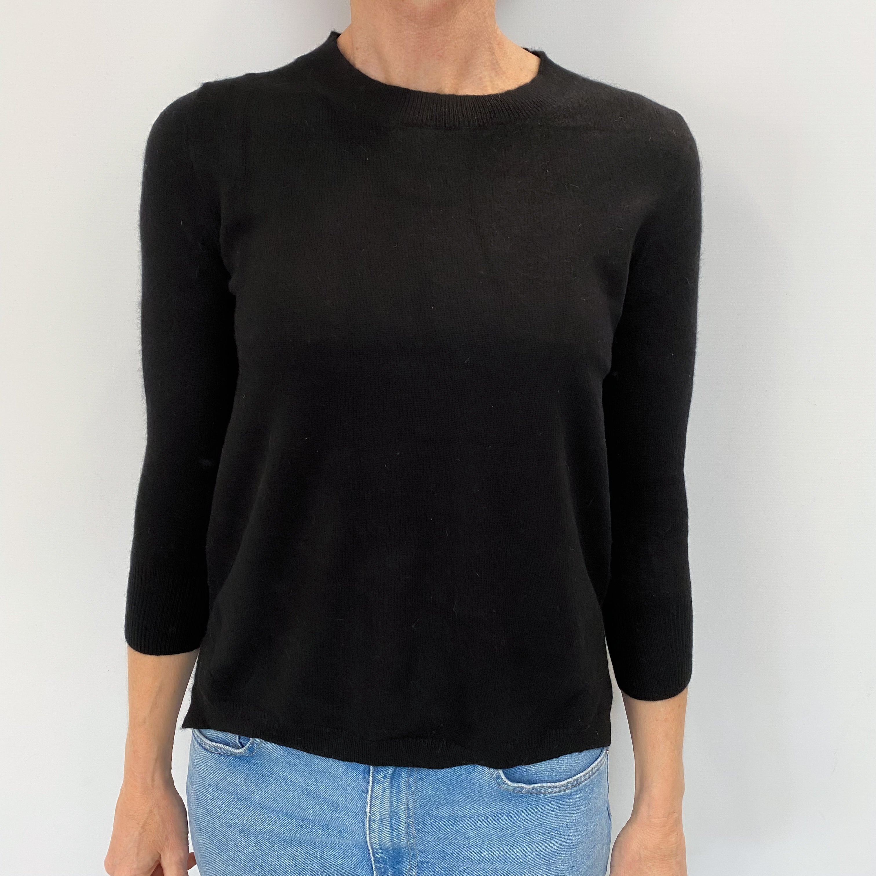 Black Cashmere Crew Neck Jumper Small