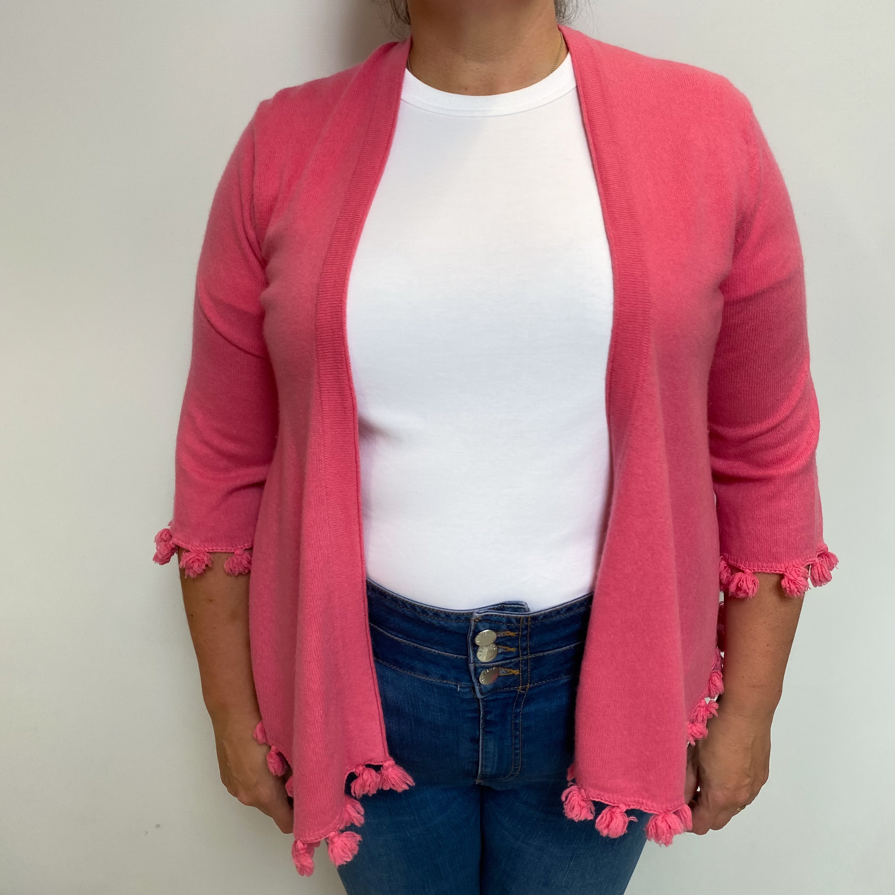 Bubblegum Pink Cashmere Edge To Edge Cardigan Extra Large
