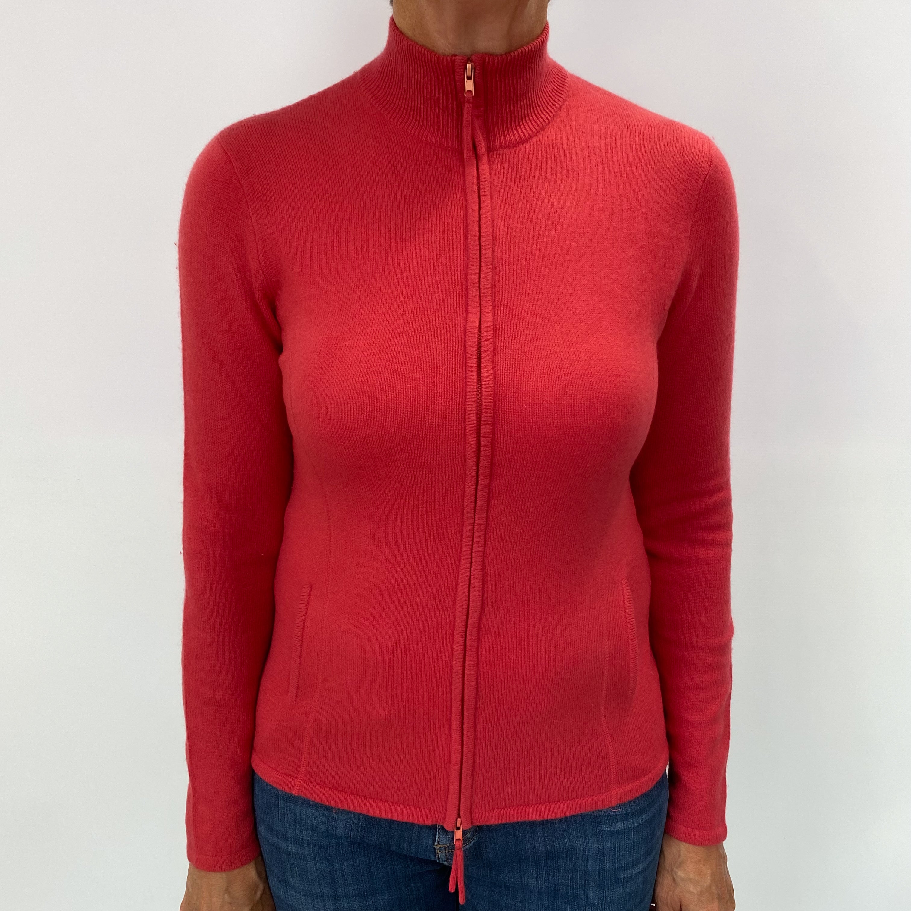 Italian Rouge Pink Cashmere Zip-Up Medium