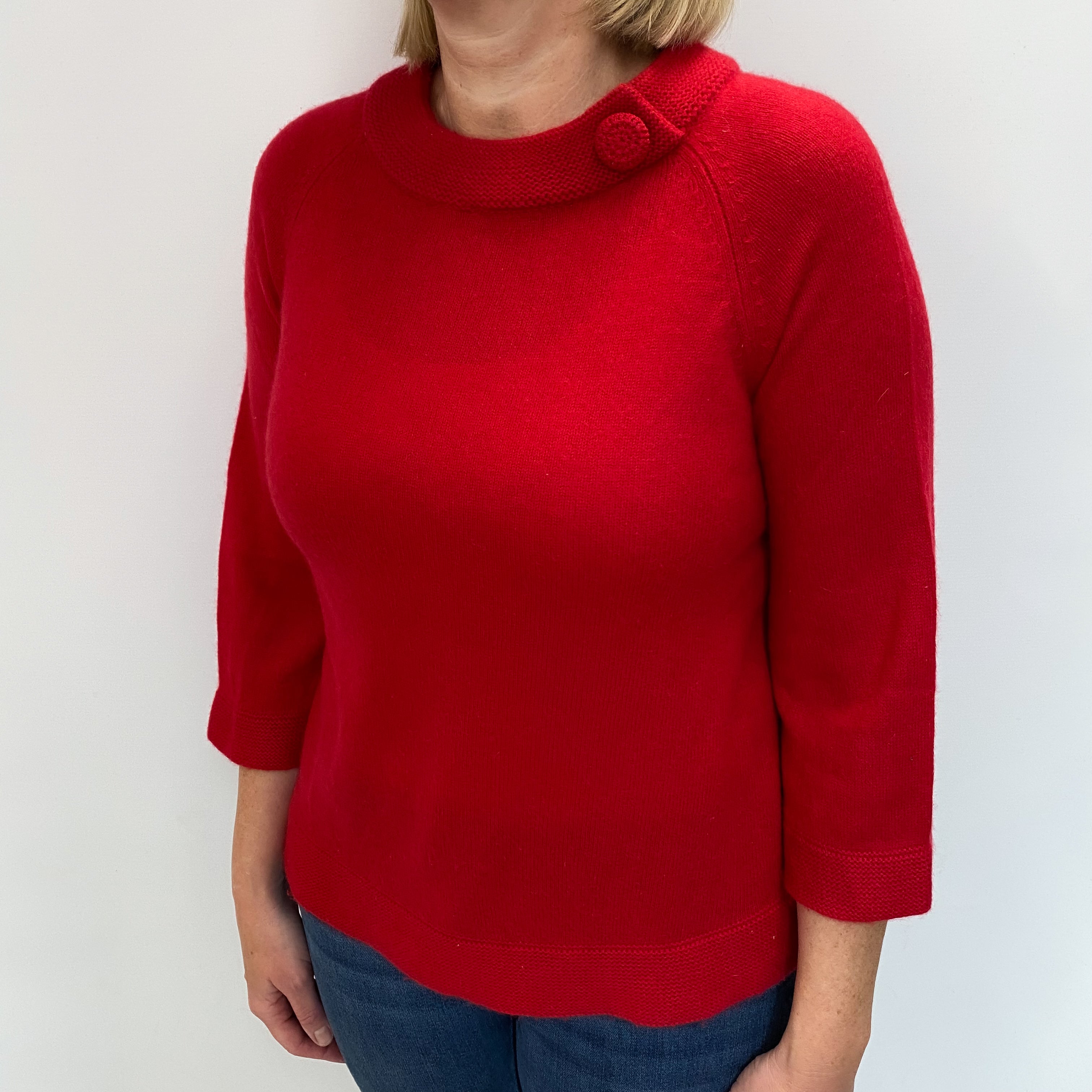Post Box Red Cashmere Turtle Neck Jumper Large