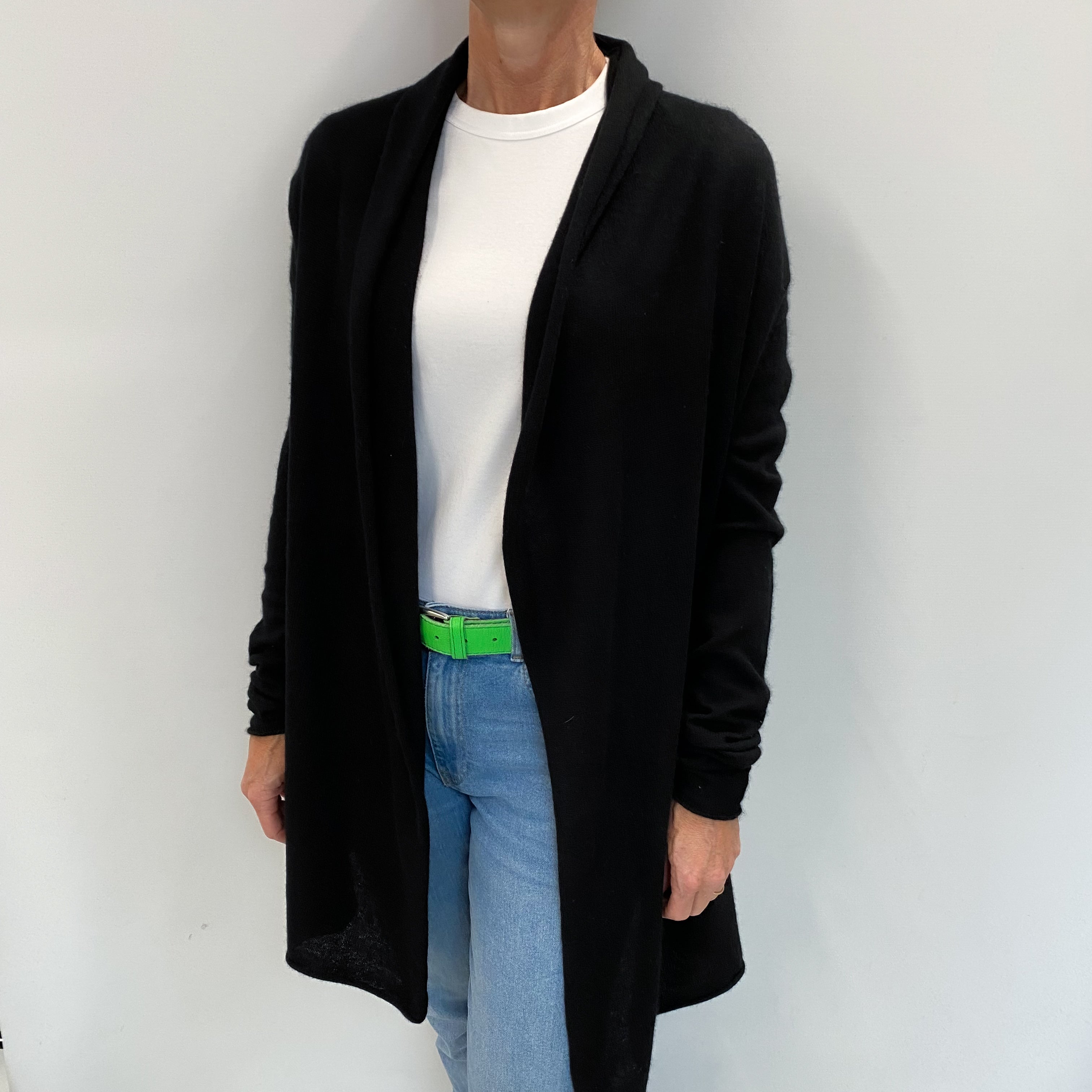Black Cashmere Edge To Edge Cardigan Small