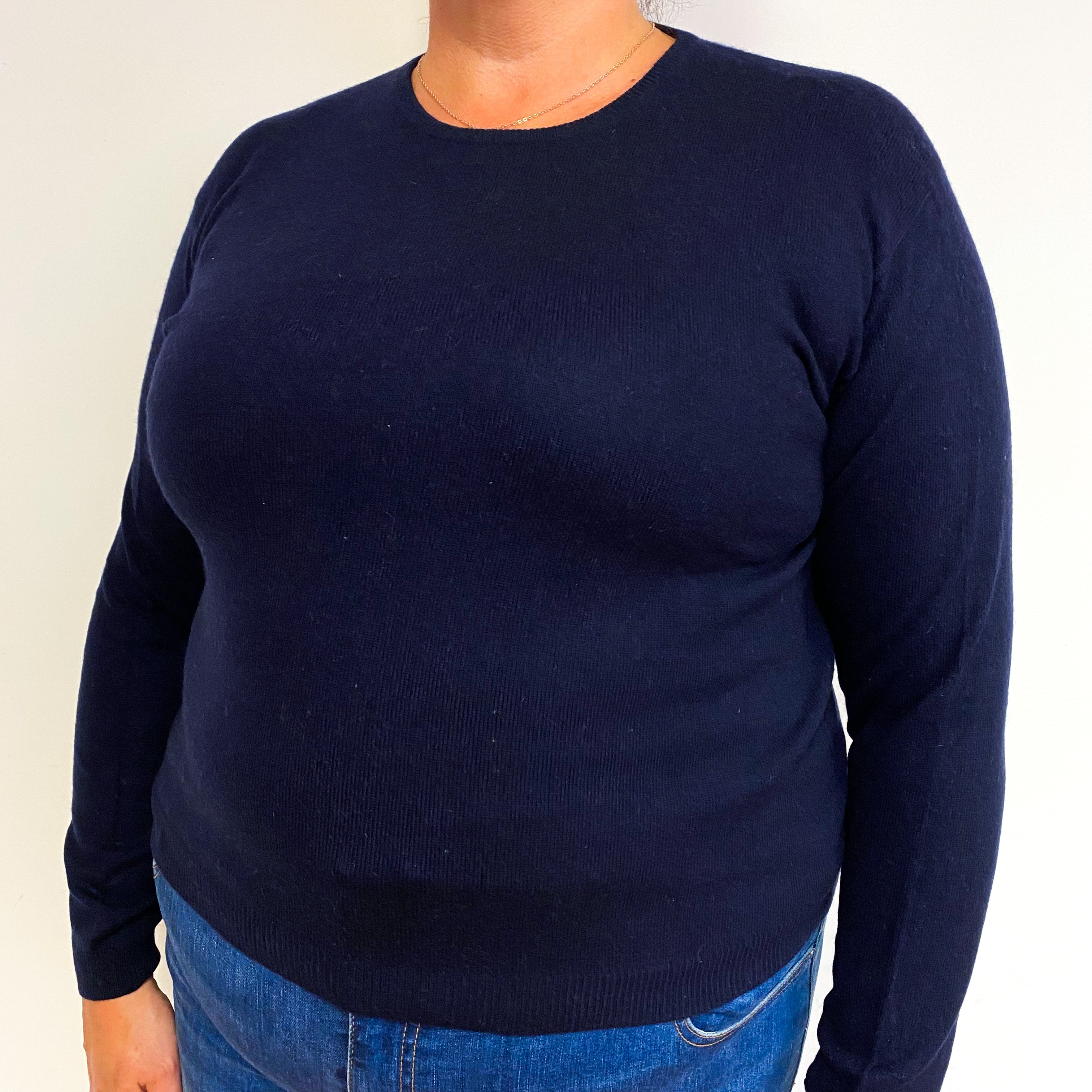 Navy Blue Cashmere Crew Neck Jumper Extra Large