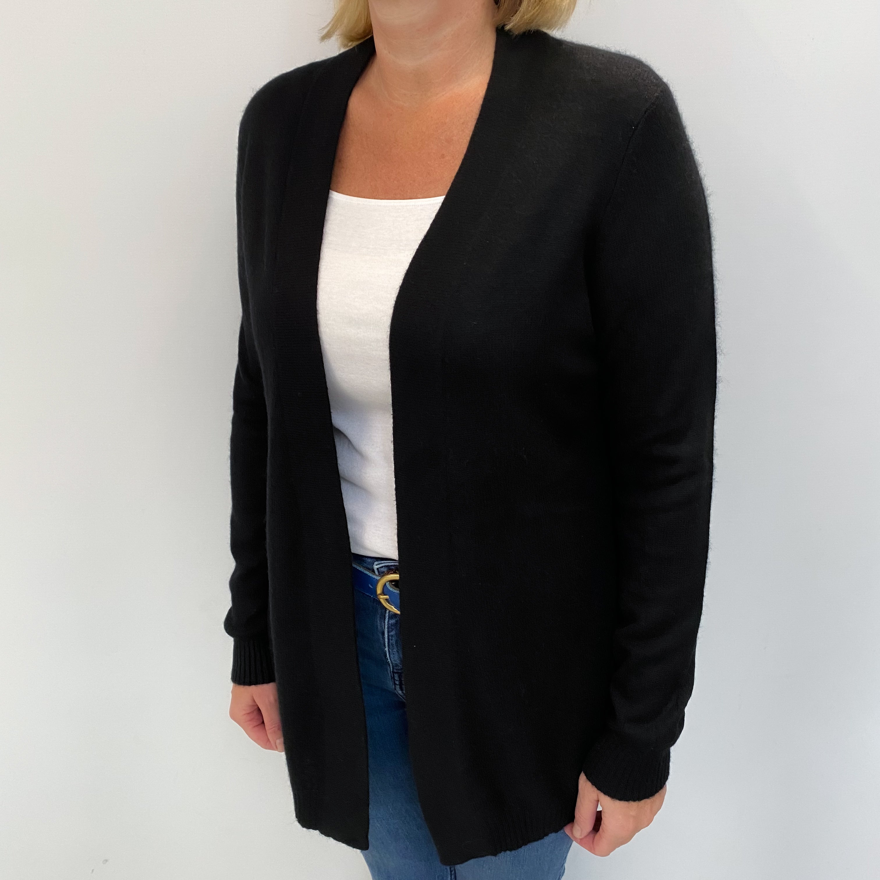 Black Cashmere Edge To Edge Cardigan Large