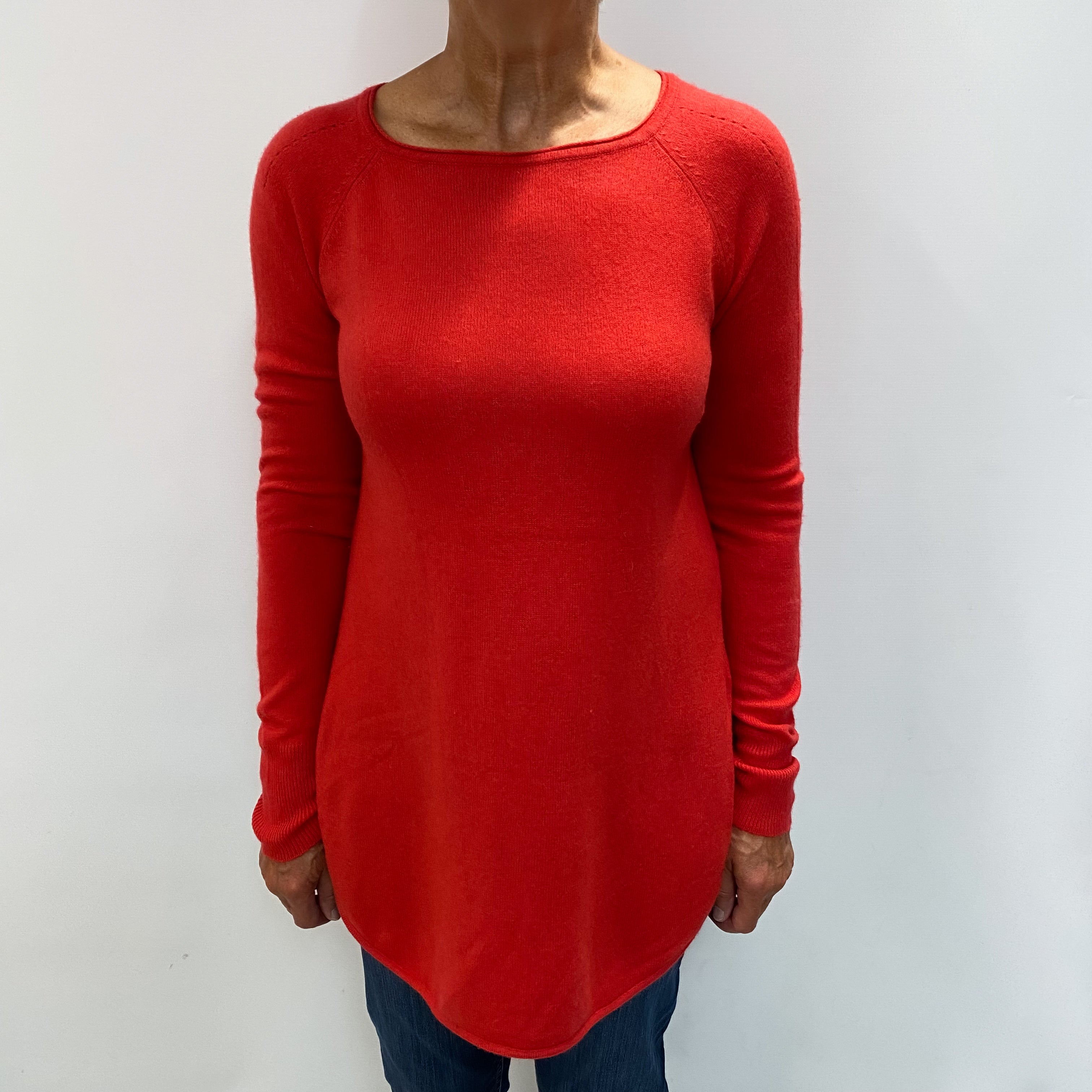 Strawberry Red Cashmere Boat Neck Jumper Medium