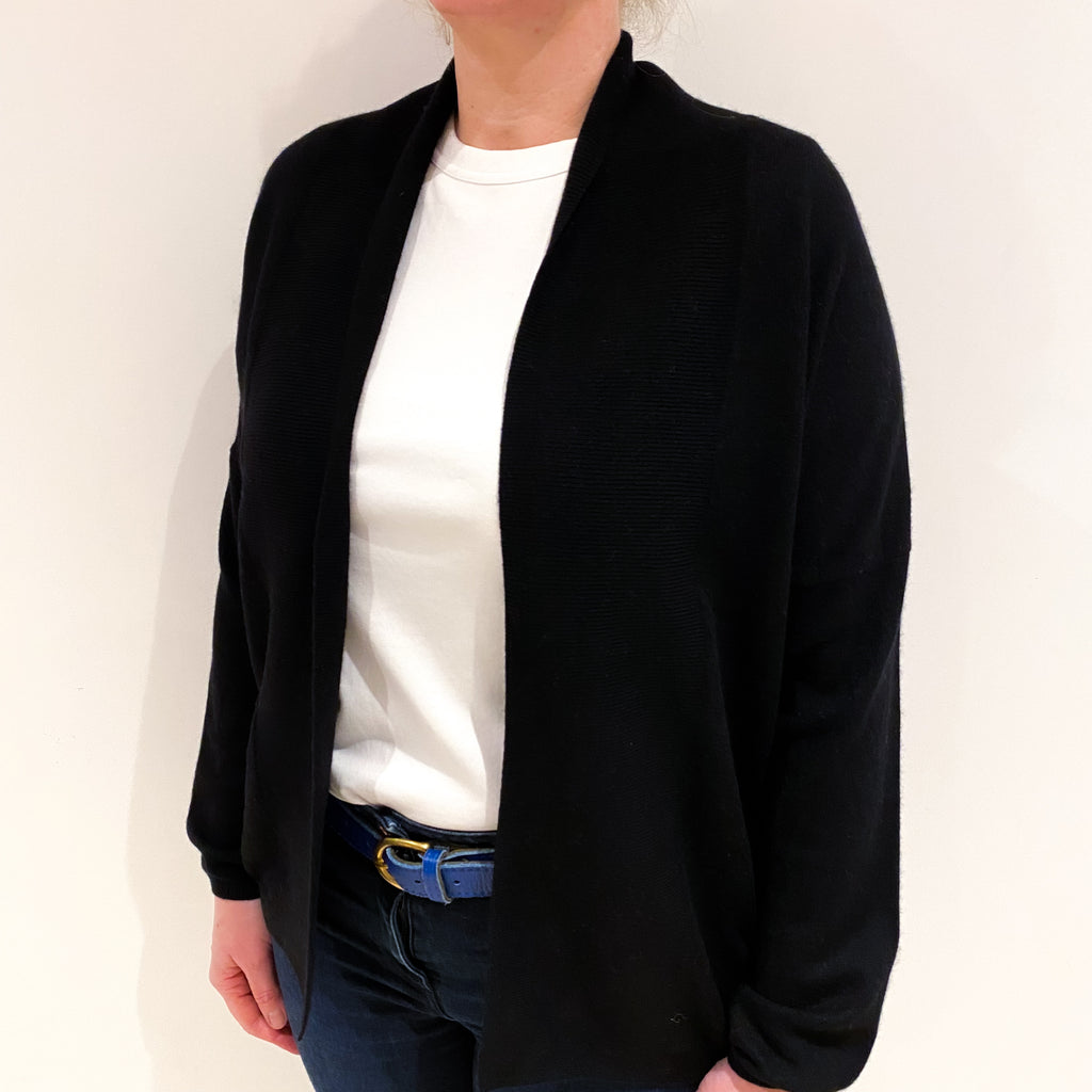 Black Cashmere Edge to Edge Cardigan Large