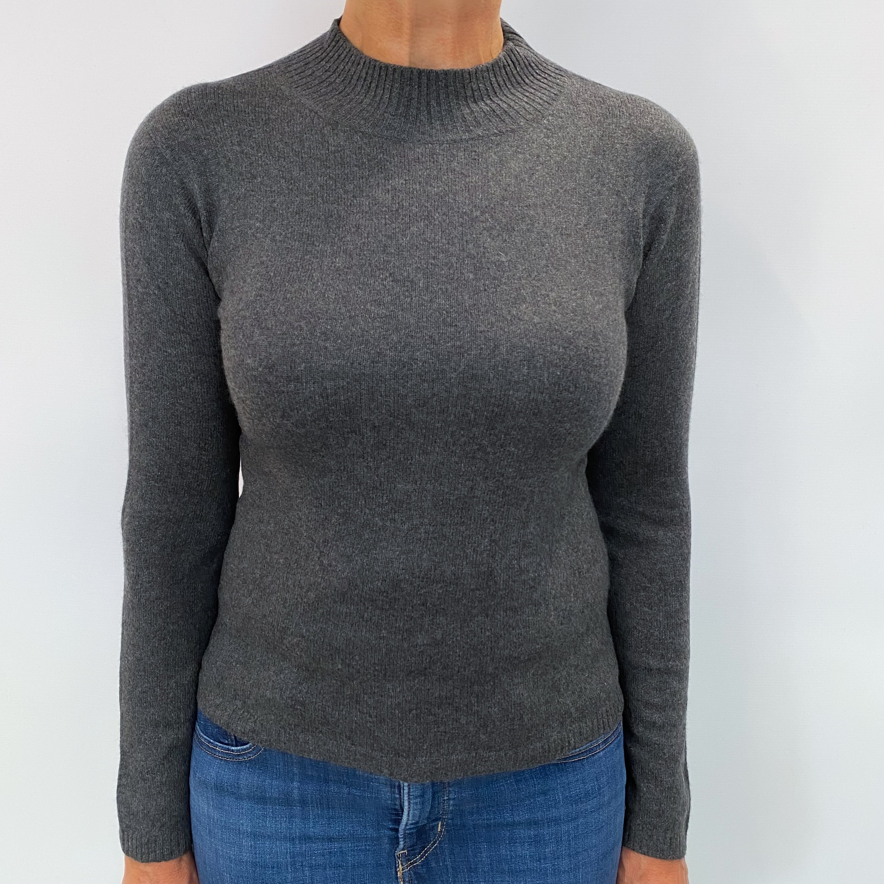 Slate Grey Cashmere Turtle Neck Jumper Medium