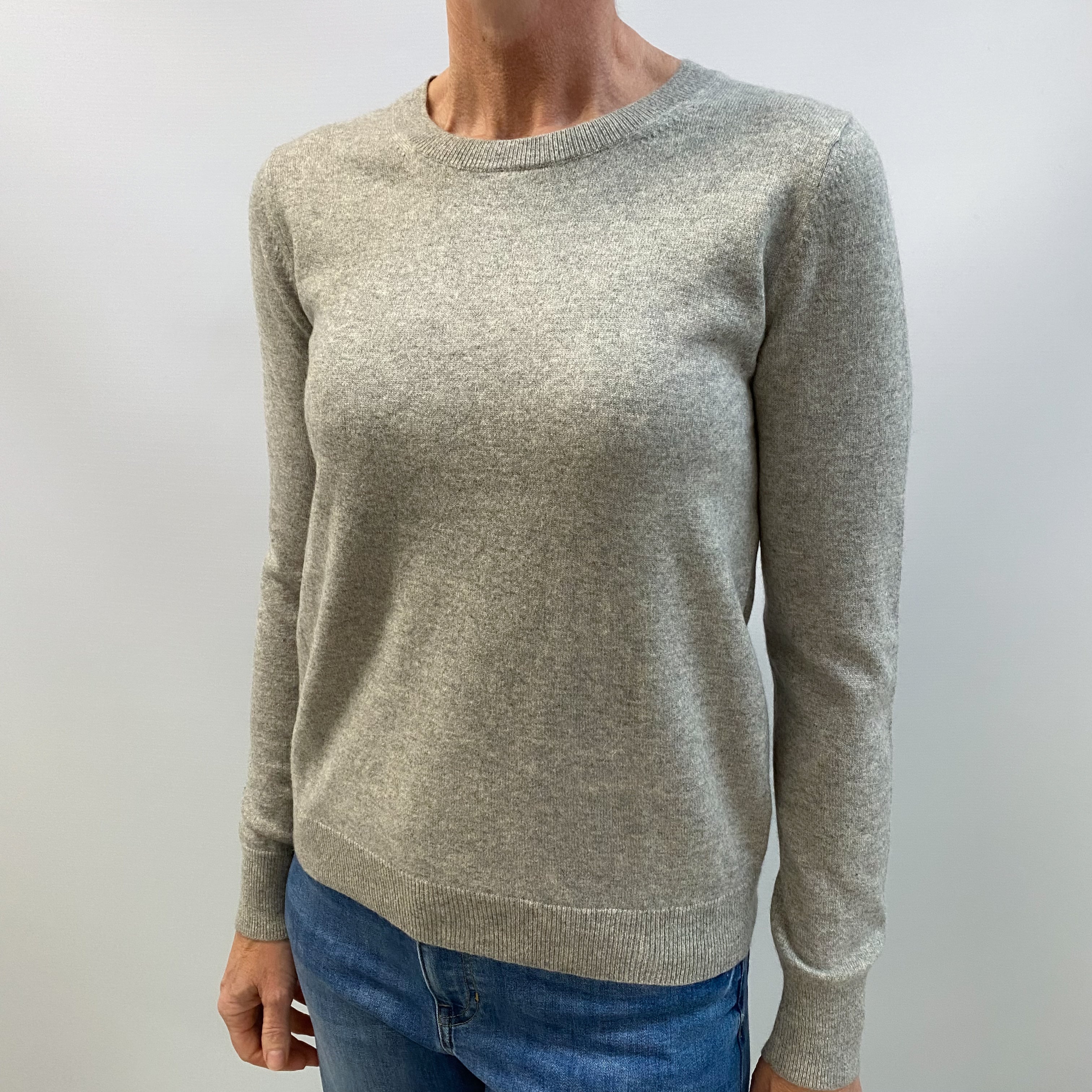 Smoke Grey Cashmere Crew Neck Jumper Small