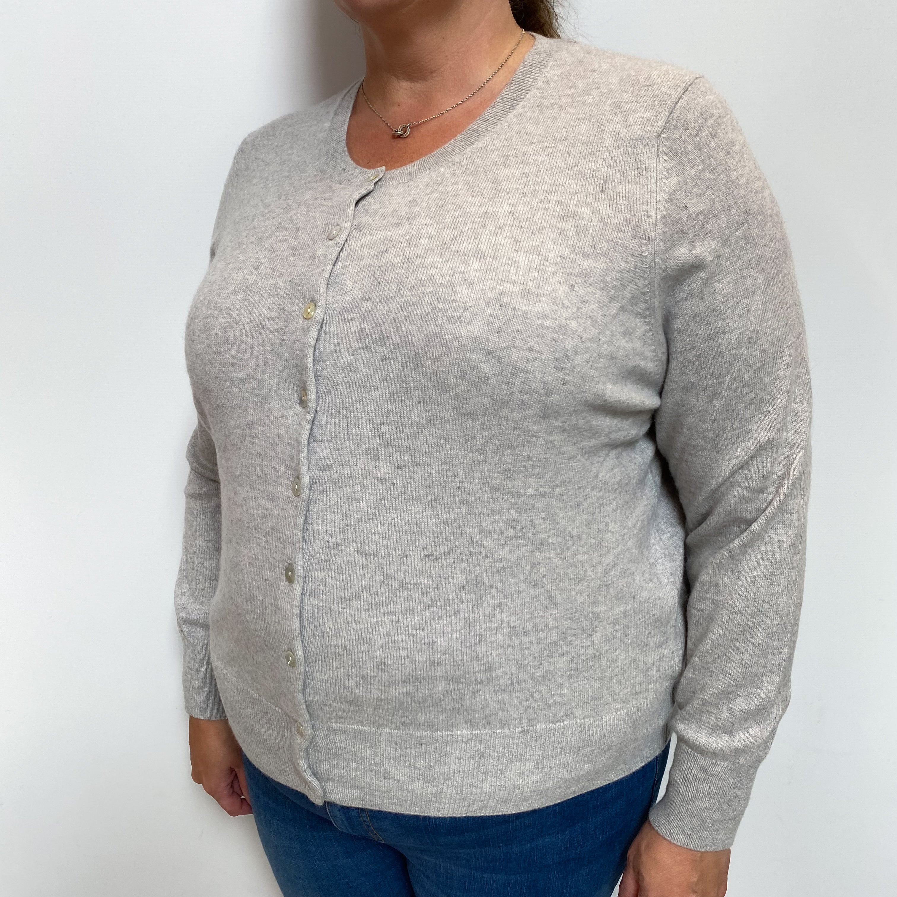 Smoke Grey Cashmere Crew Cardigan Extra Large