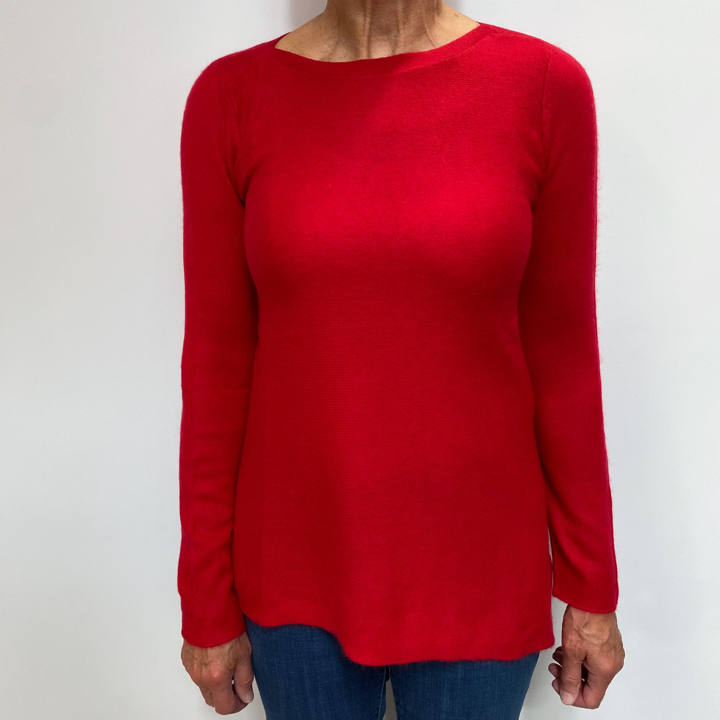 Scarlet Red Cashmere Slash Neck Jumper Medium