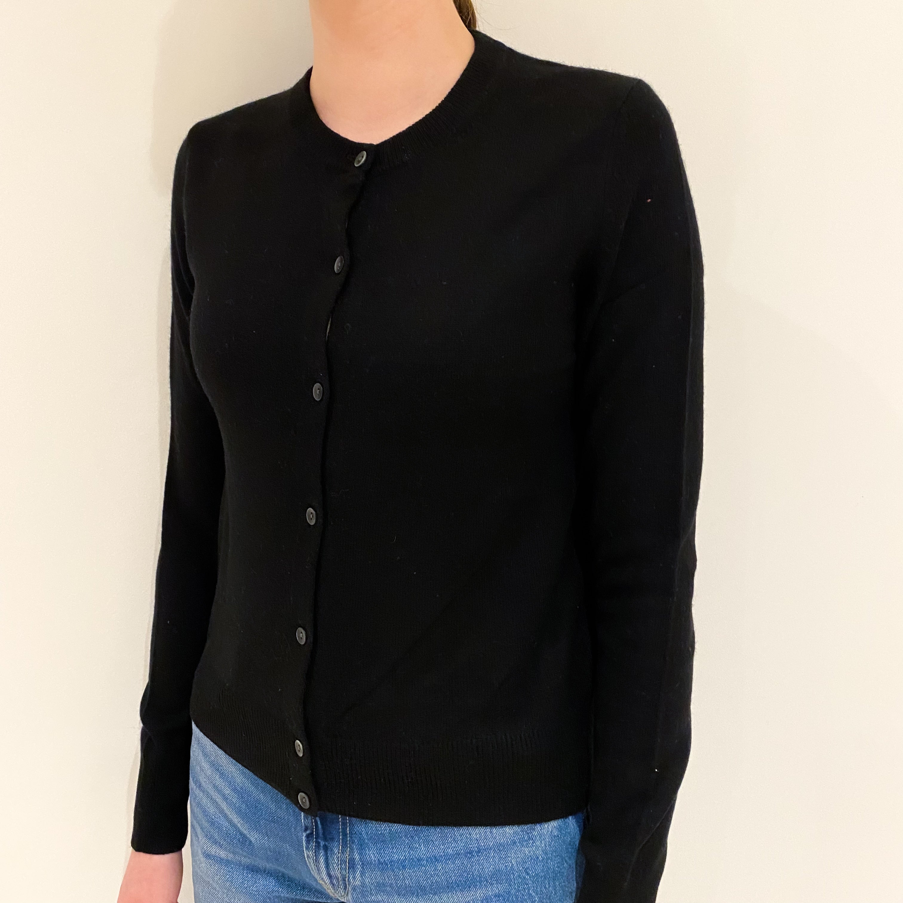 Black Cashmere Crew Neck Cardigan Extra Small
