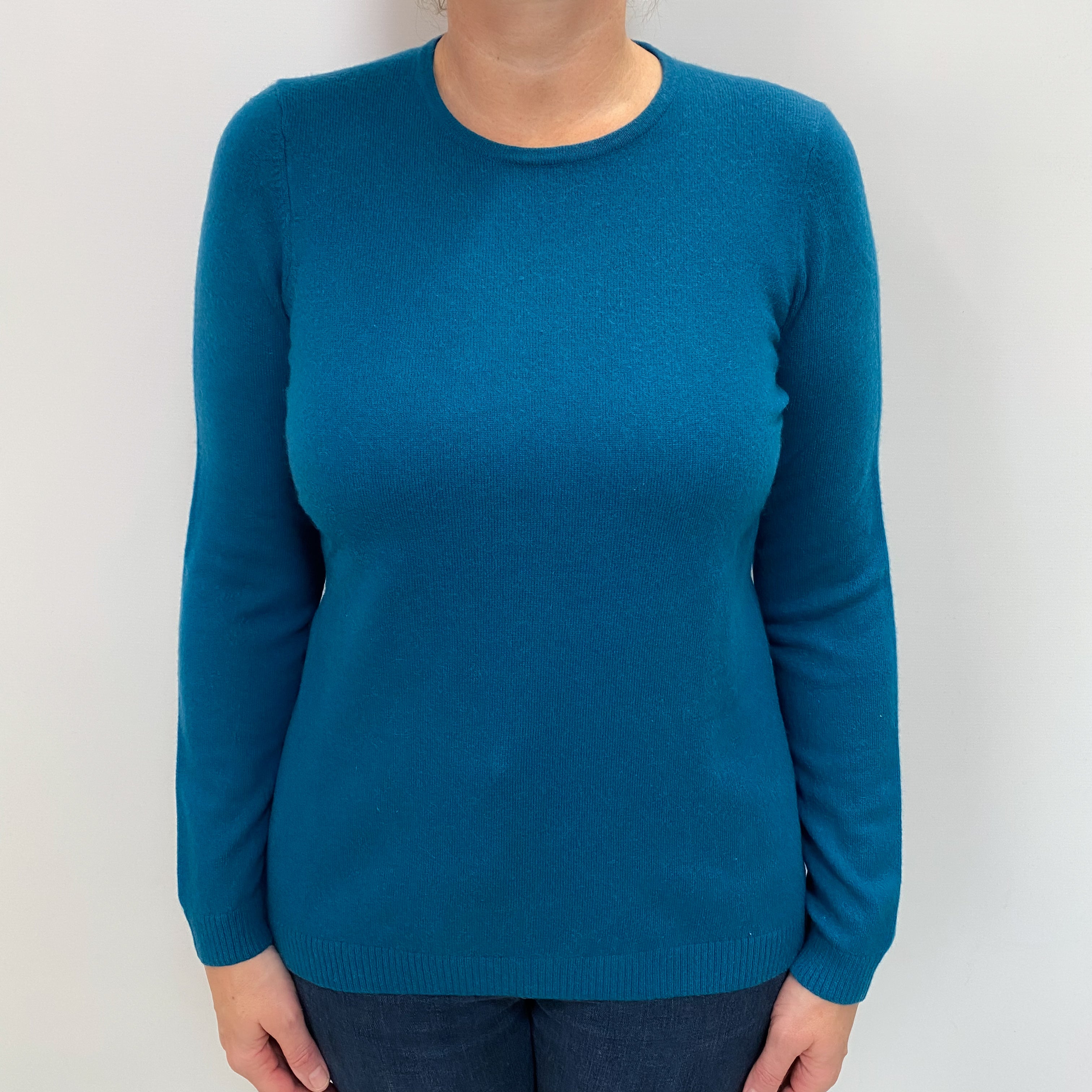 LL Bean Teal Blue Cashmere Crew Neck Jumper Large