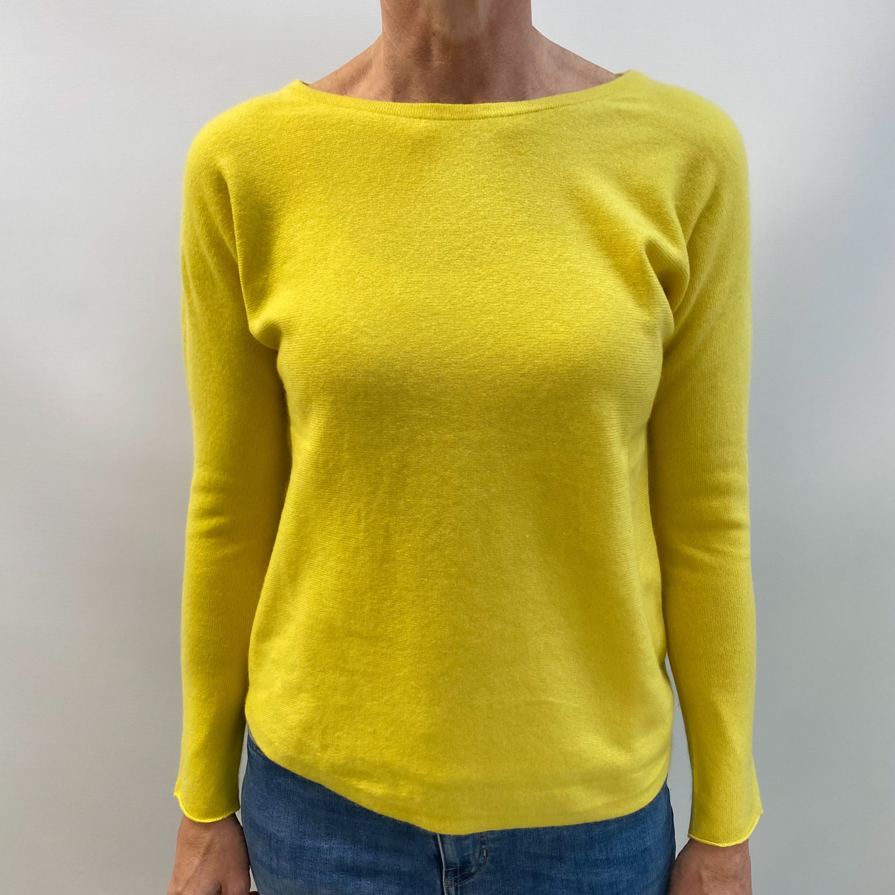 Canary Yellow Cashmere Crew Neck Jumper Small