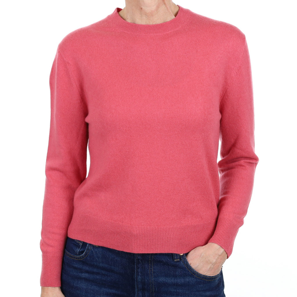Loganberry Pink Cashmere Crew Neck Jumper Small
