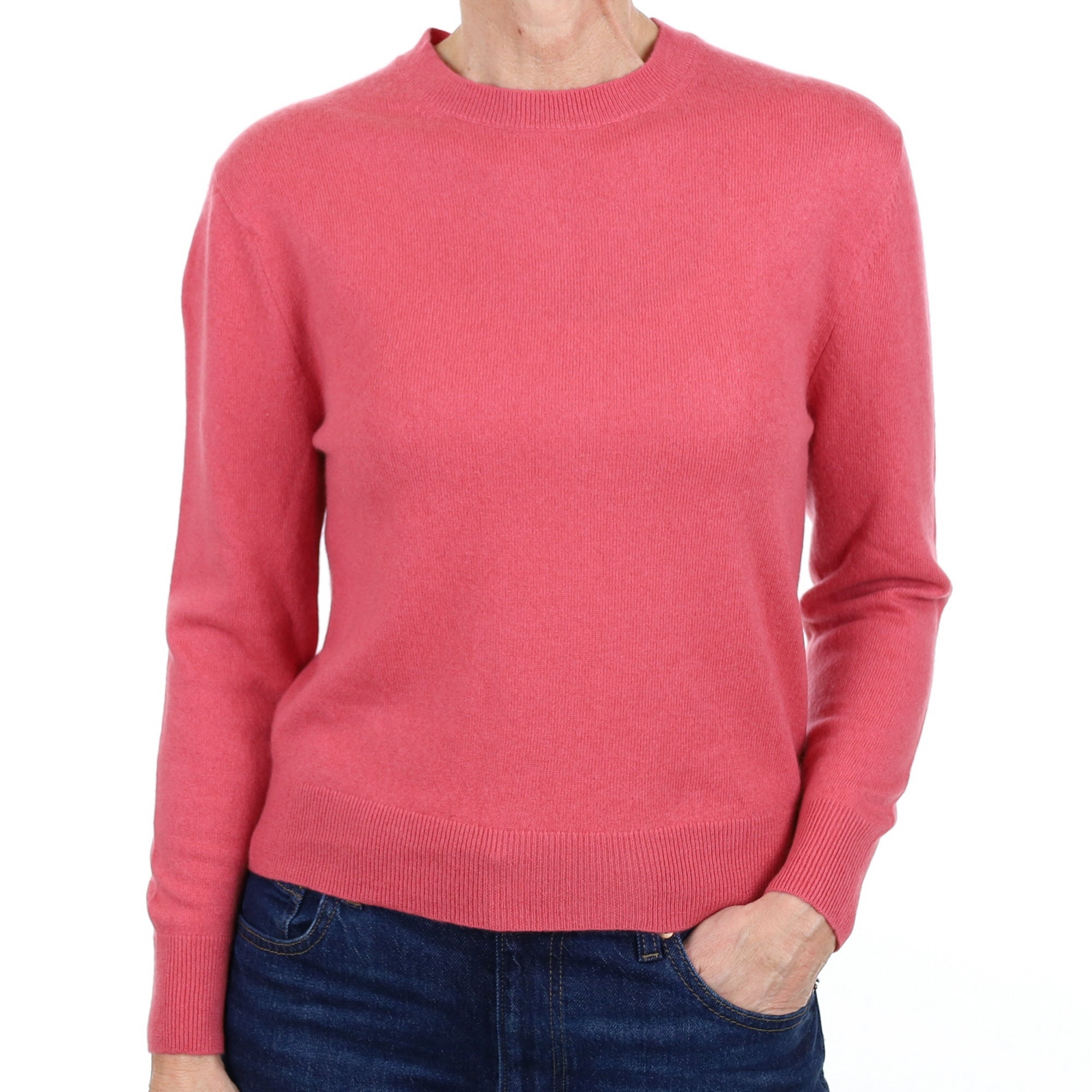 Loganberry Pink Cashmere Crew Neck Jumper Small