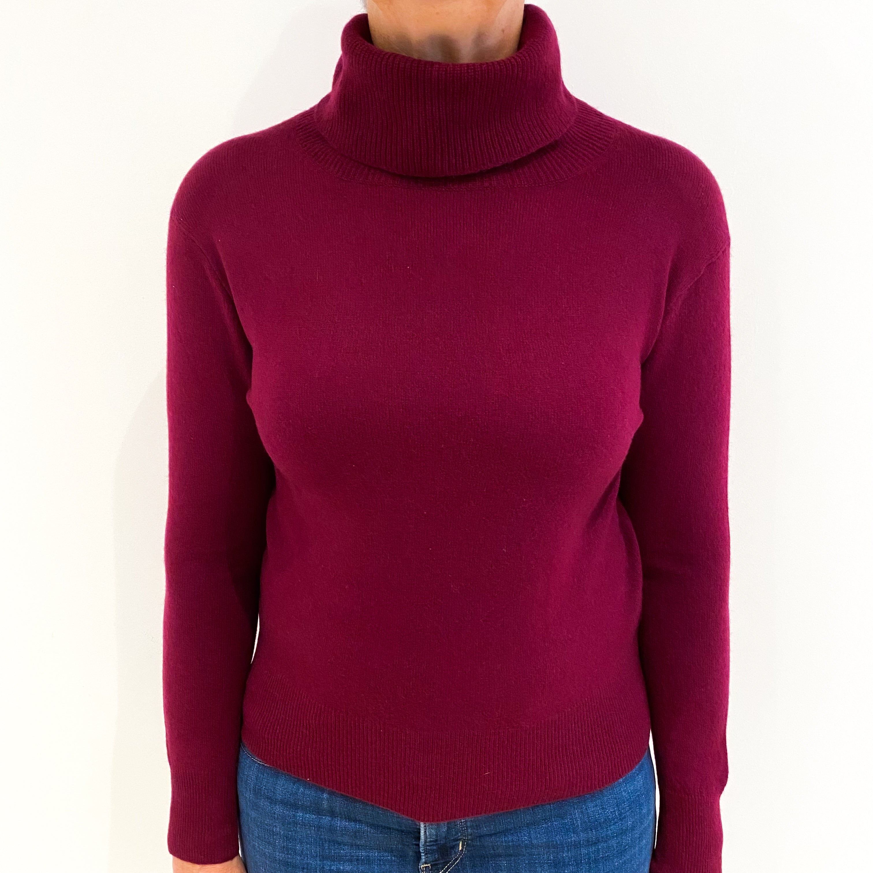 Mulberry Purple Cashmere Polo Neck Jumper Medium