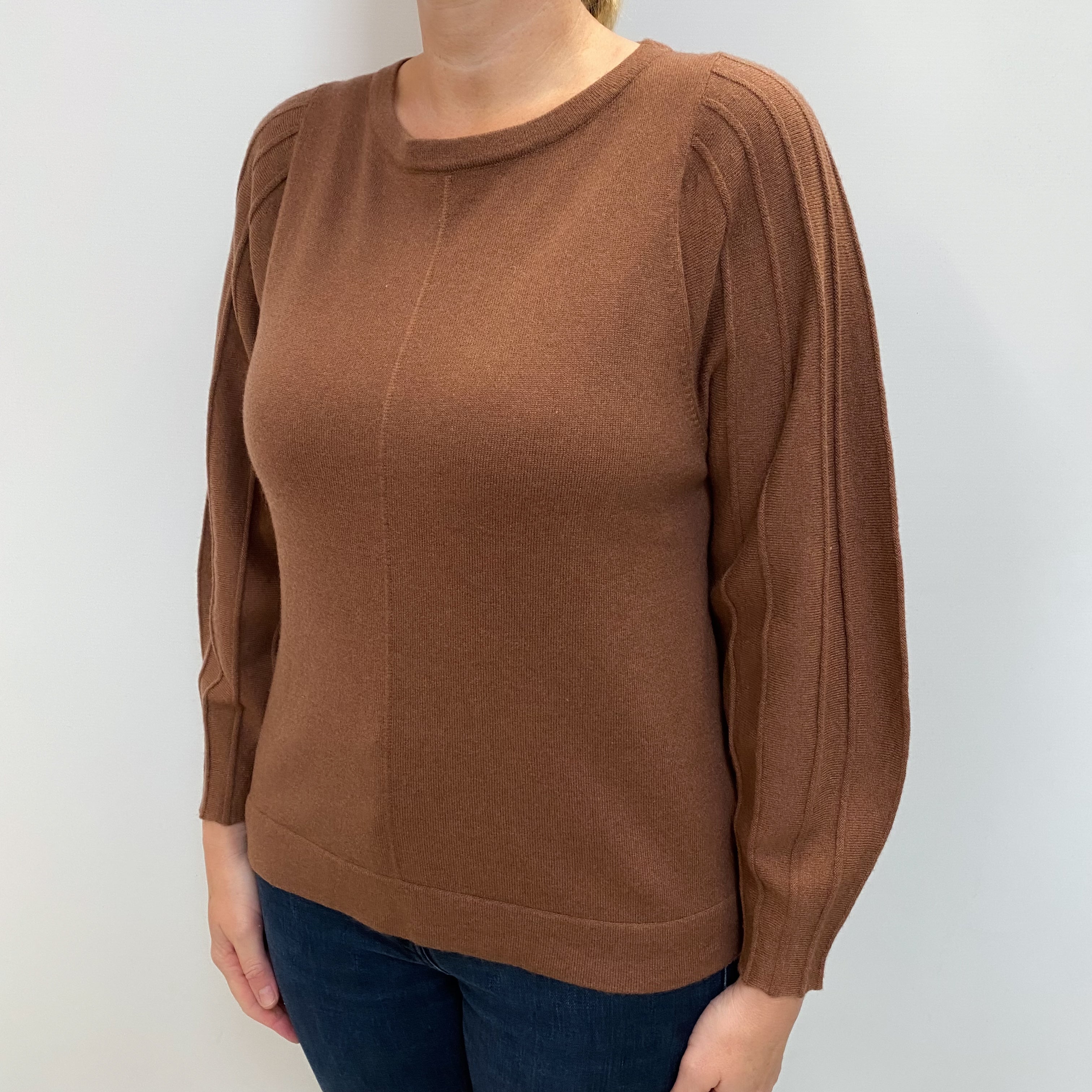 Fabiana Filippi Russet Brown Cashmere Crew Neck Jumper Large