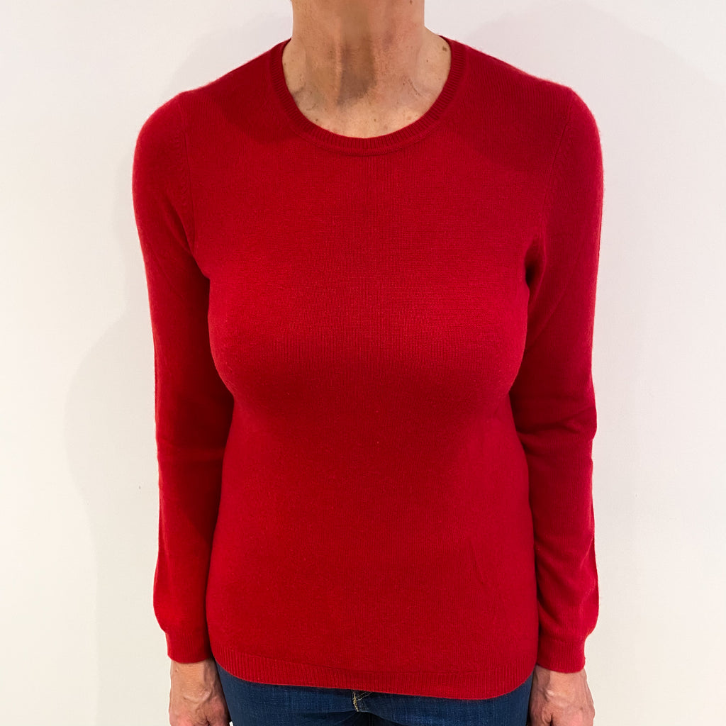 Raspberry Pink Cashmere Crew Neck Jumper Medium
