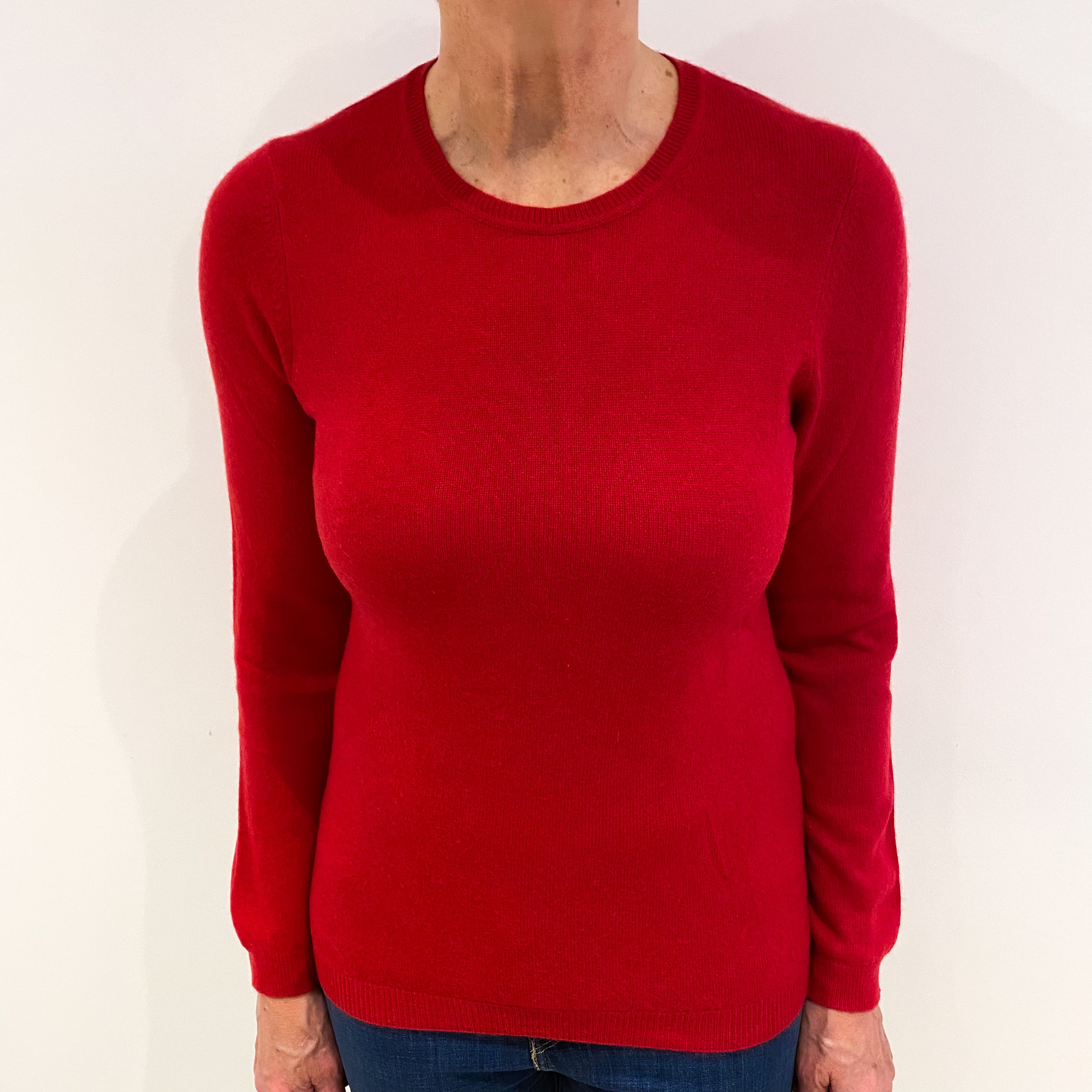 Raspberry Pink Cashmere Crew Neck Jumper Medium