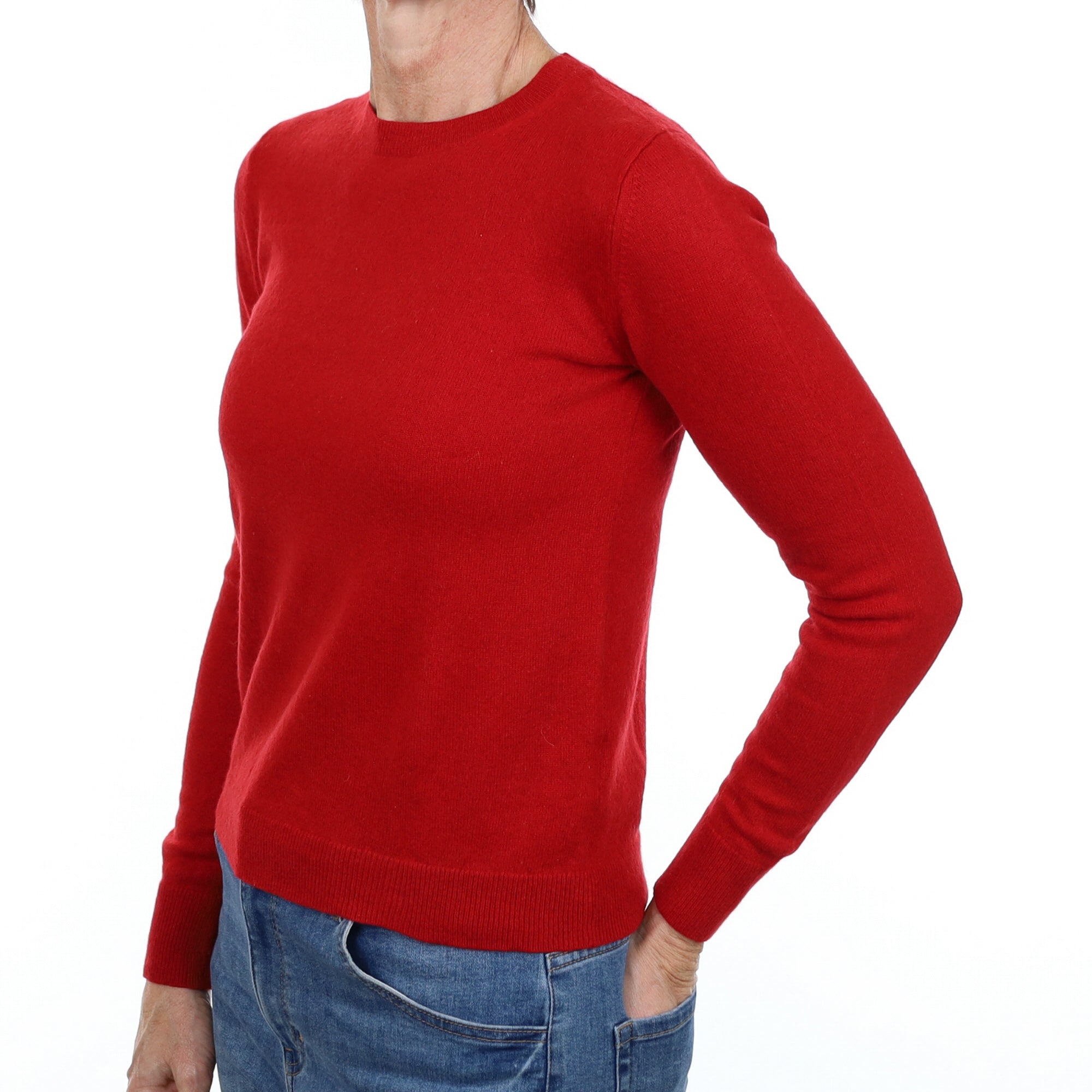 Post Box Red Cashmere Crew Neck Jumper Small
