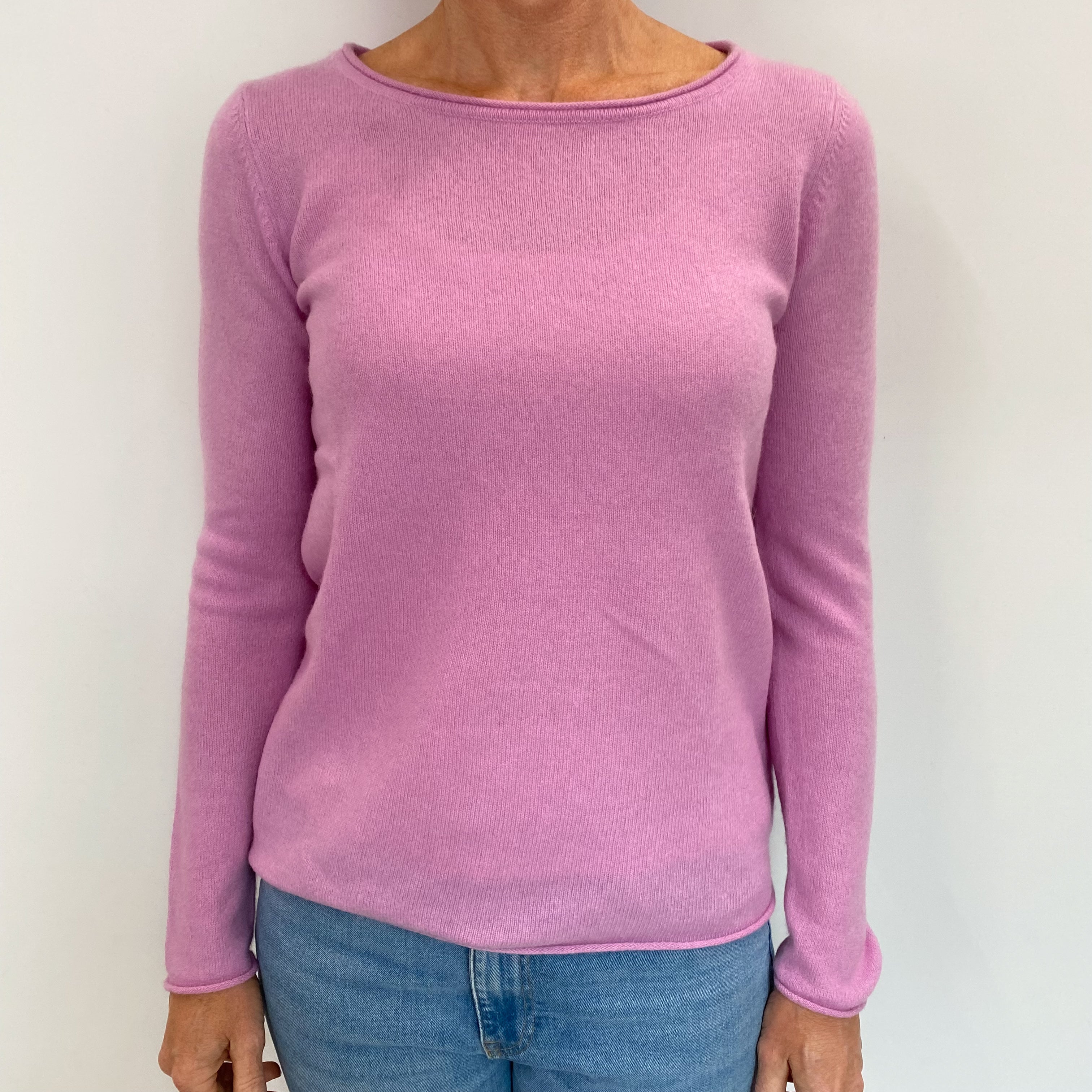 Mauve Pink Cashmere Crew Neck Jumper Small