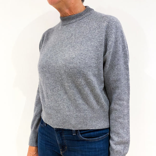 Ash Grey Cashmere Cropped Turtle Neck Jumper Medium