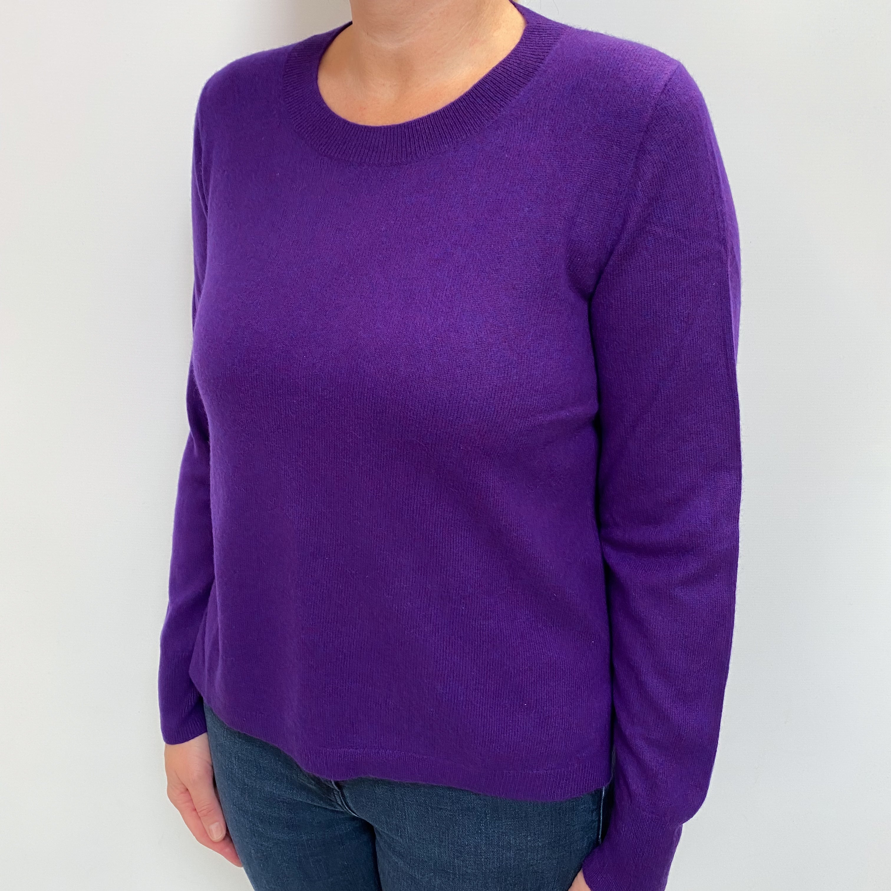 Iris Purple Cashmere Crew Neck Jumper Large