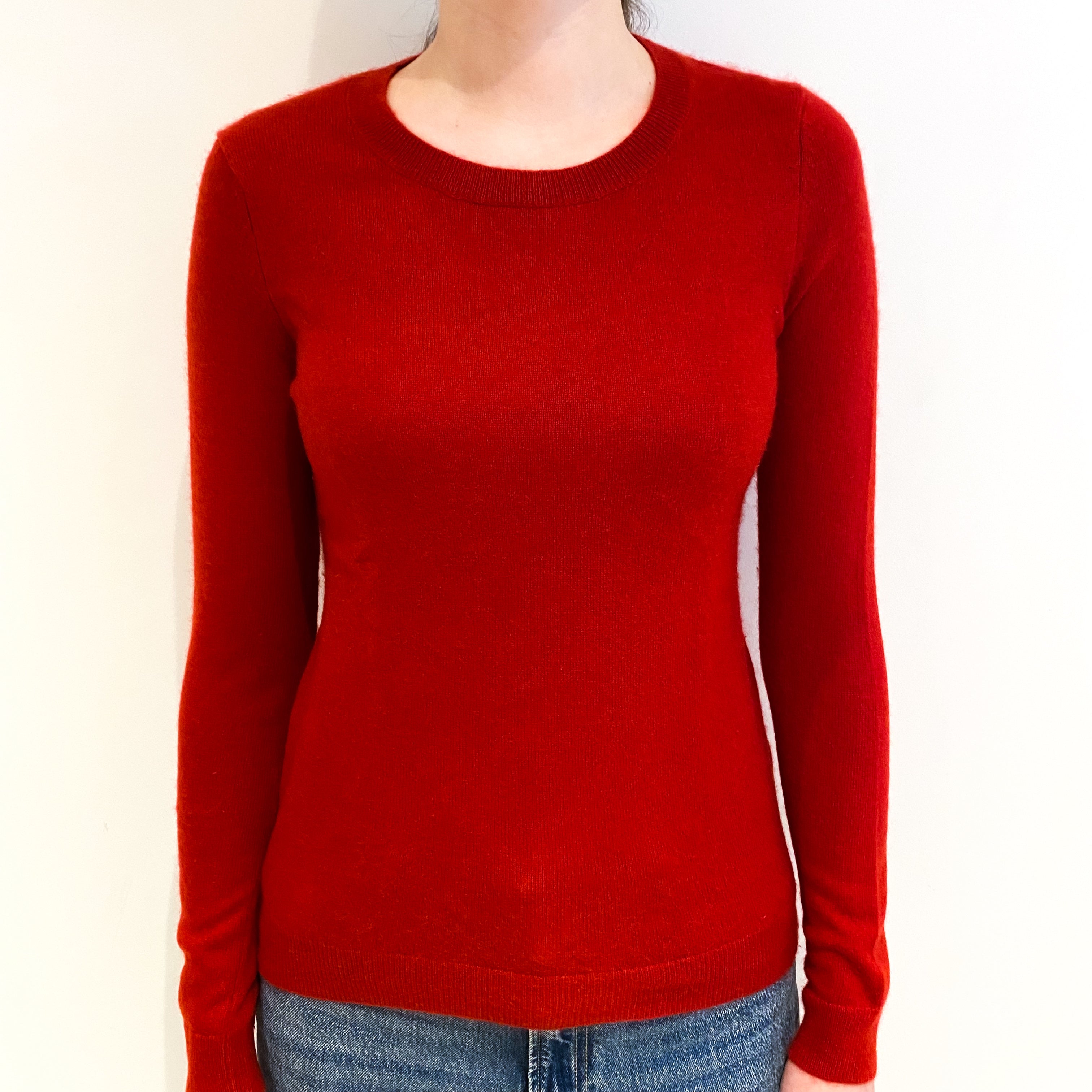 Spanish Red Cashmere Crew Neck Jumper Extra Small