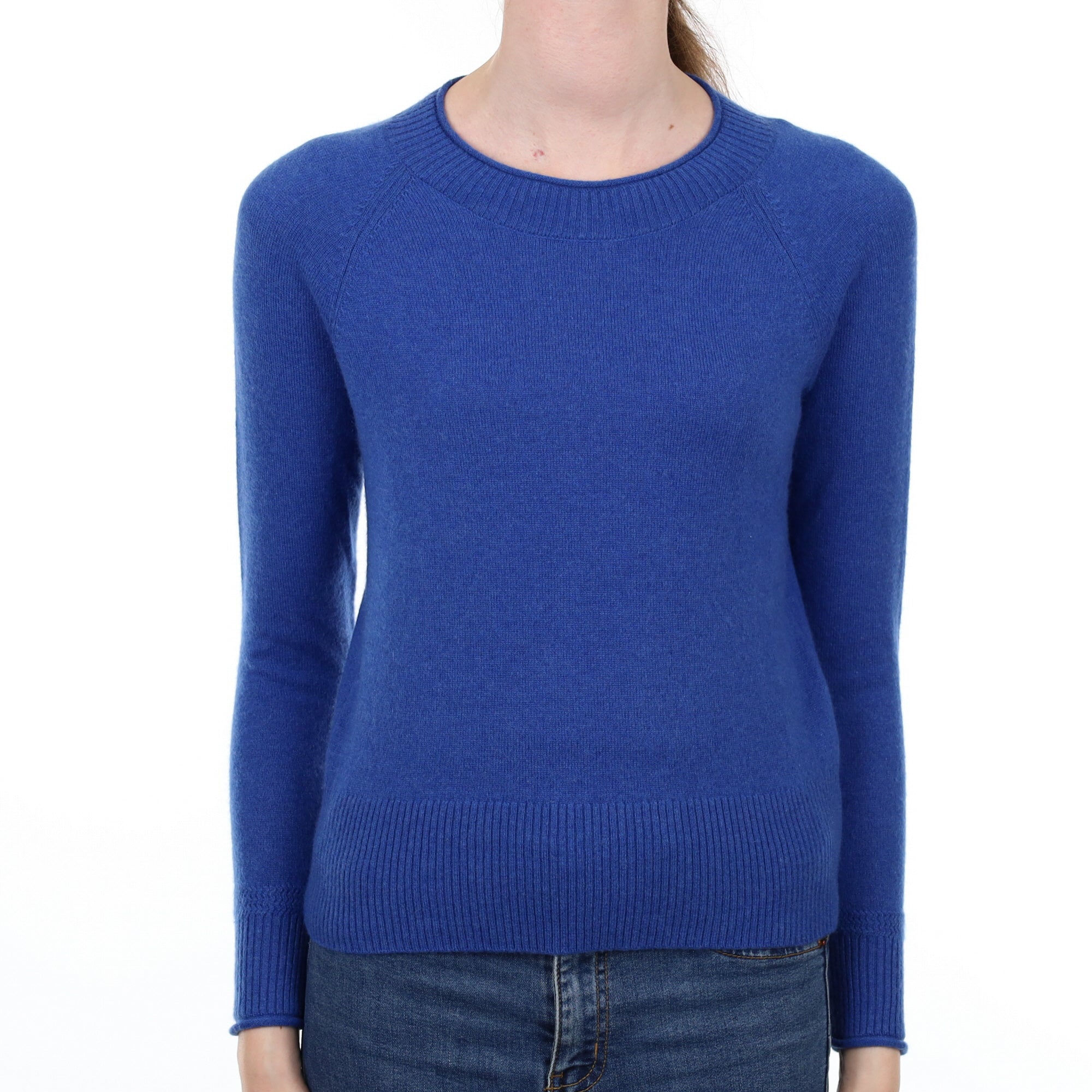 Cobalt Blue Cashmere Crew Neck Jumper Extra Small