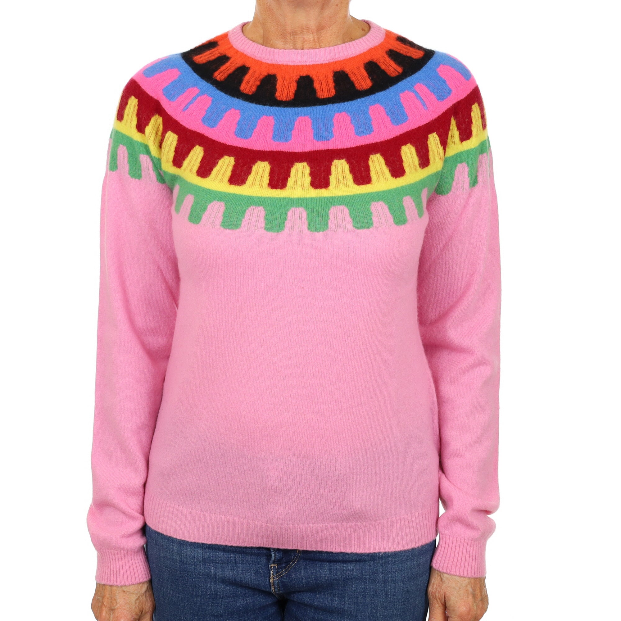 Colourful Pink Cashmere Crew Neck Jumper Medium