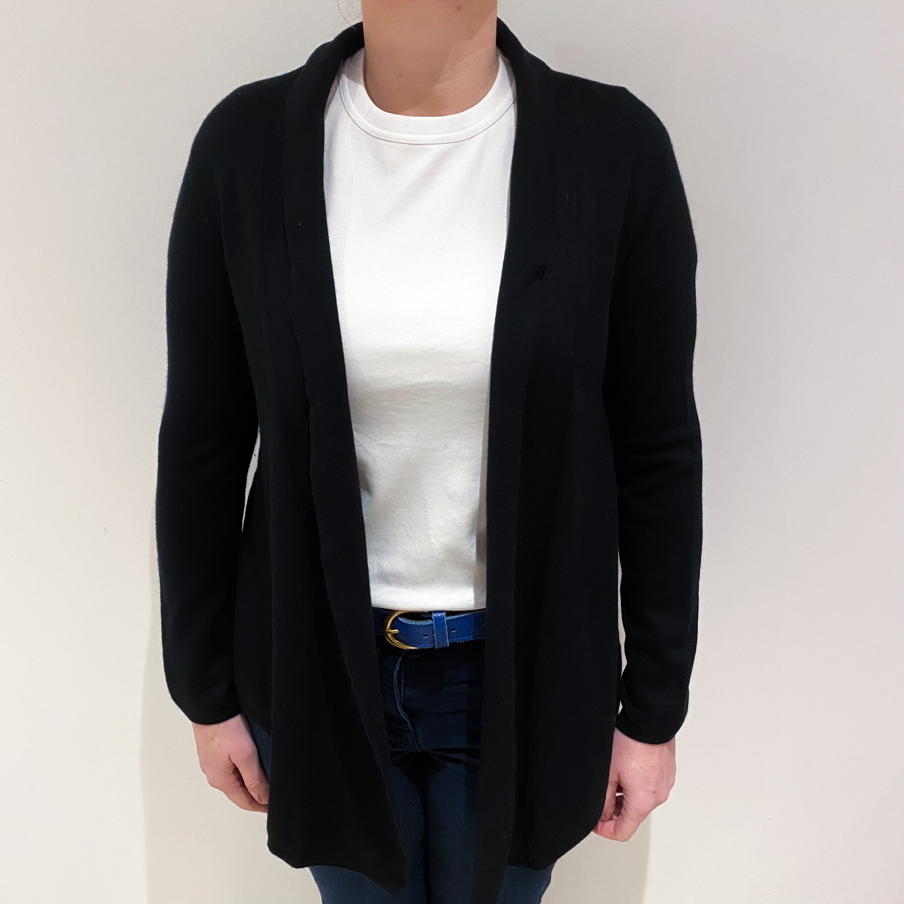 Black Cashmere Edge to Edge Cardigan Large