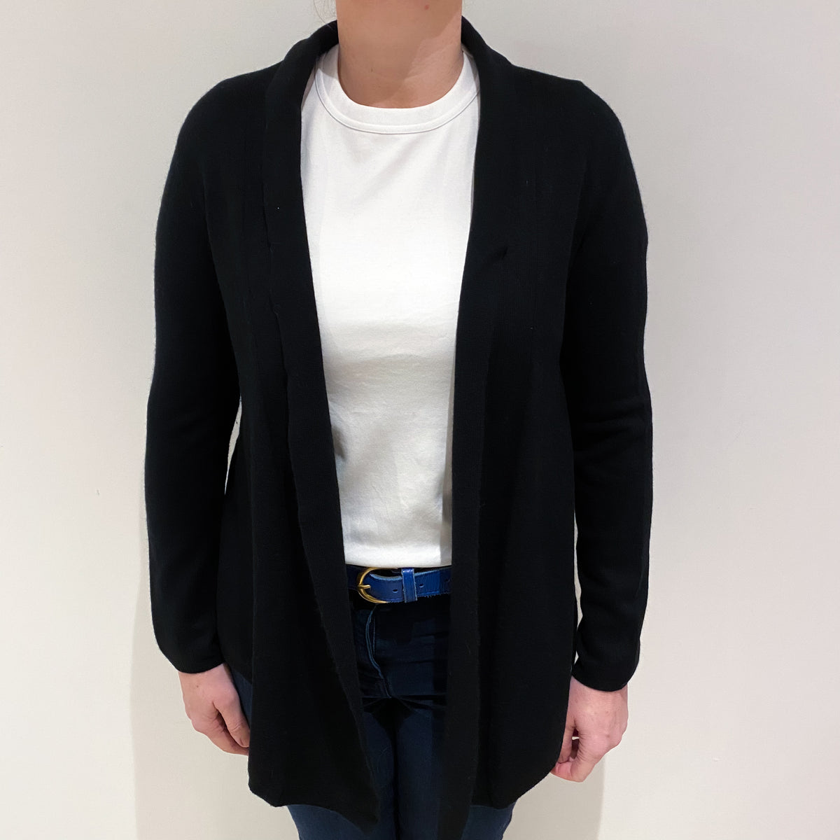 Black Cashmere Edge to Edge Cardigan Large