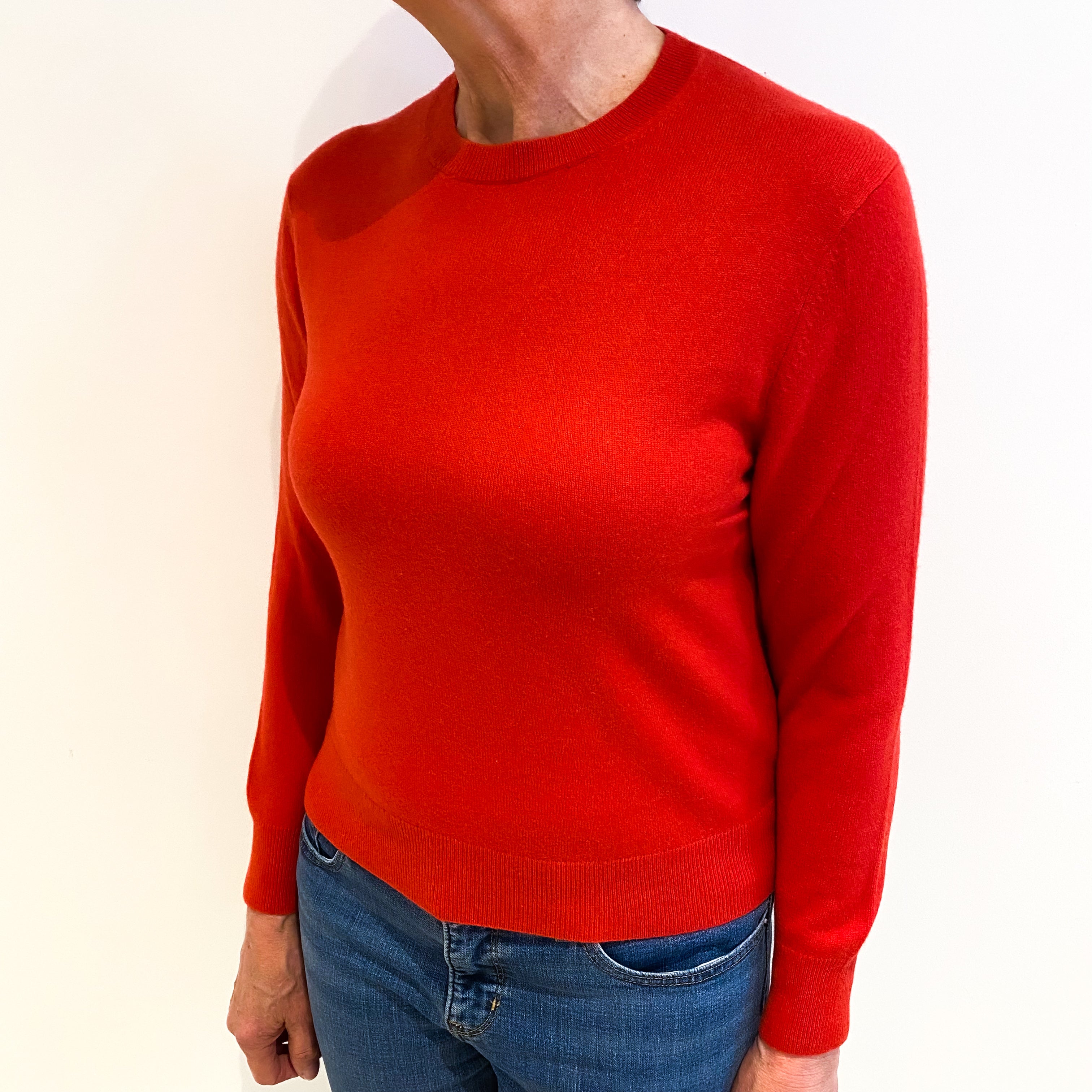 Scarlet Red Cashmere Crew Neck Jumper Medium