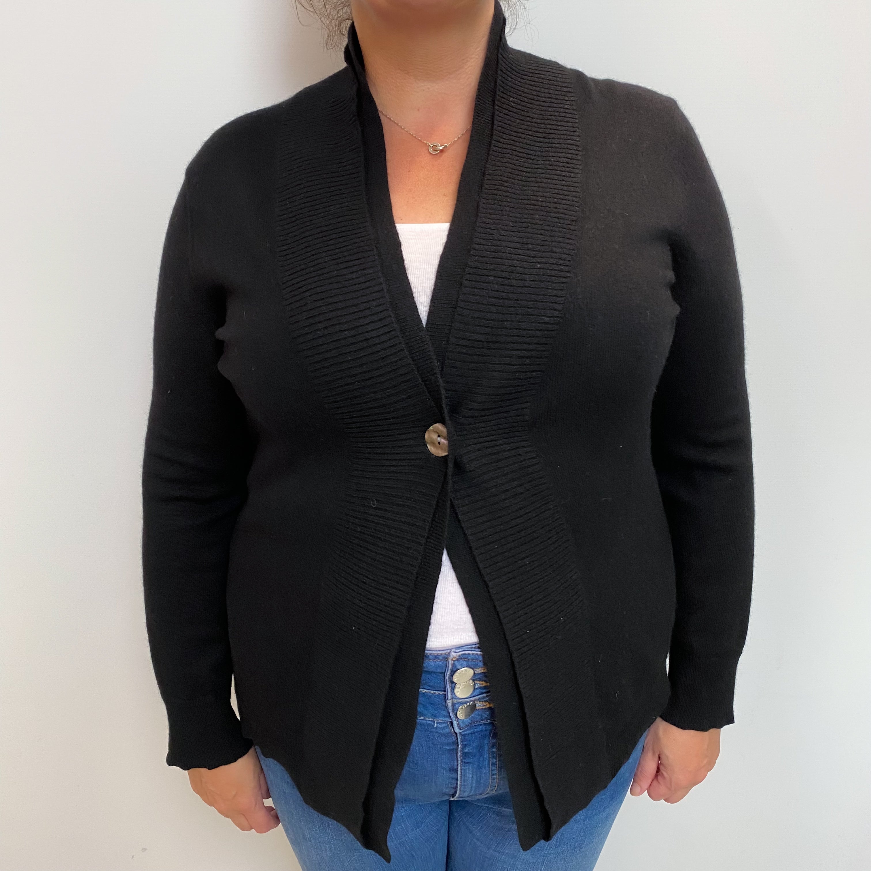Black Cashmere V-Neck Cardigan Extra Large
