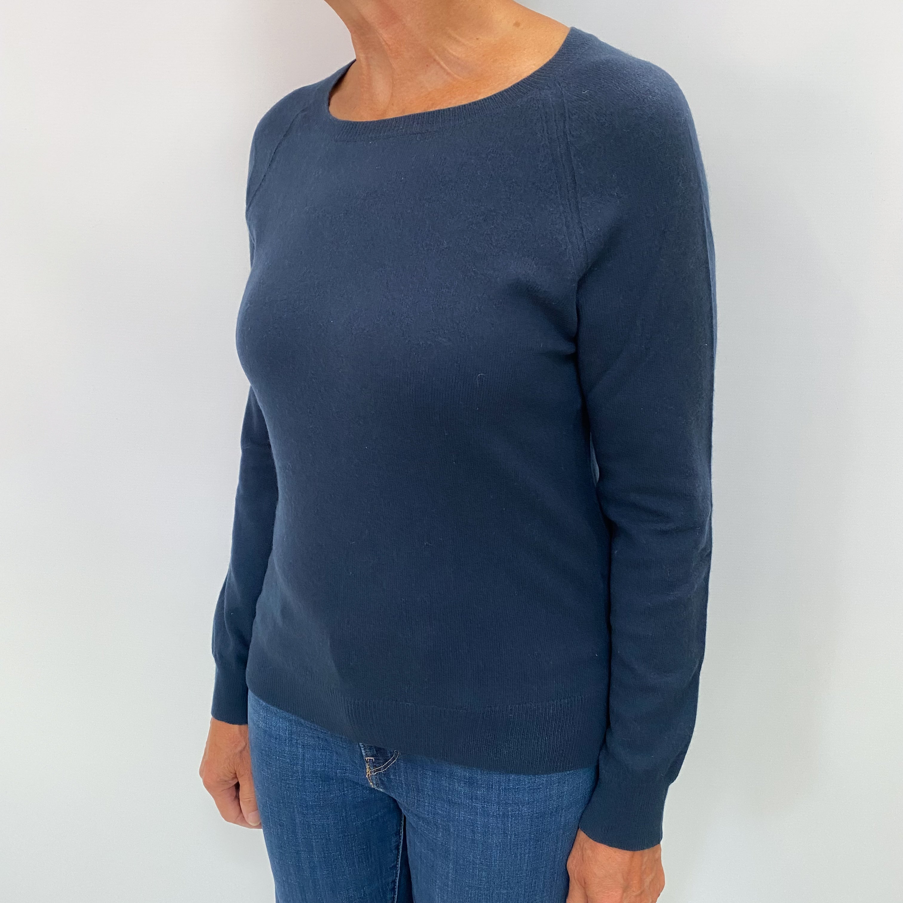 Naval Blue Cashmere Crew Neck Jumper Medium