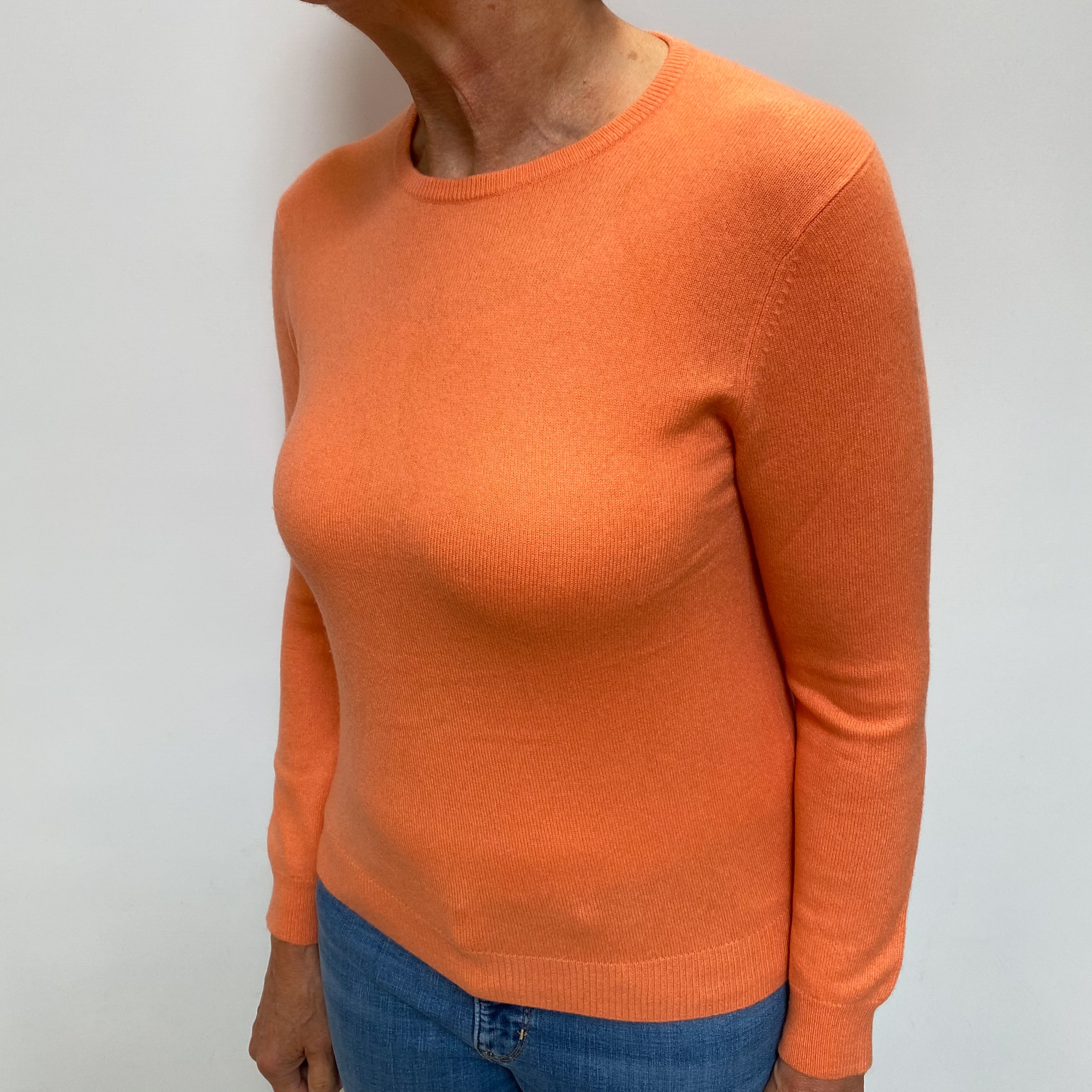Tangerine Orange Cashmere Crew Neck Jumper Medium