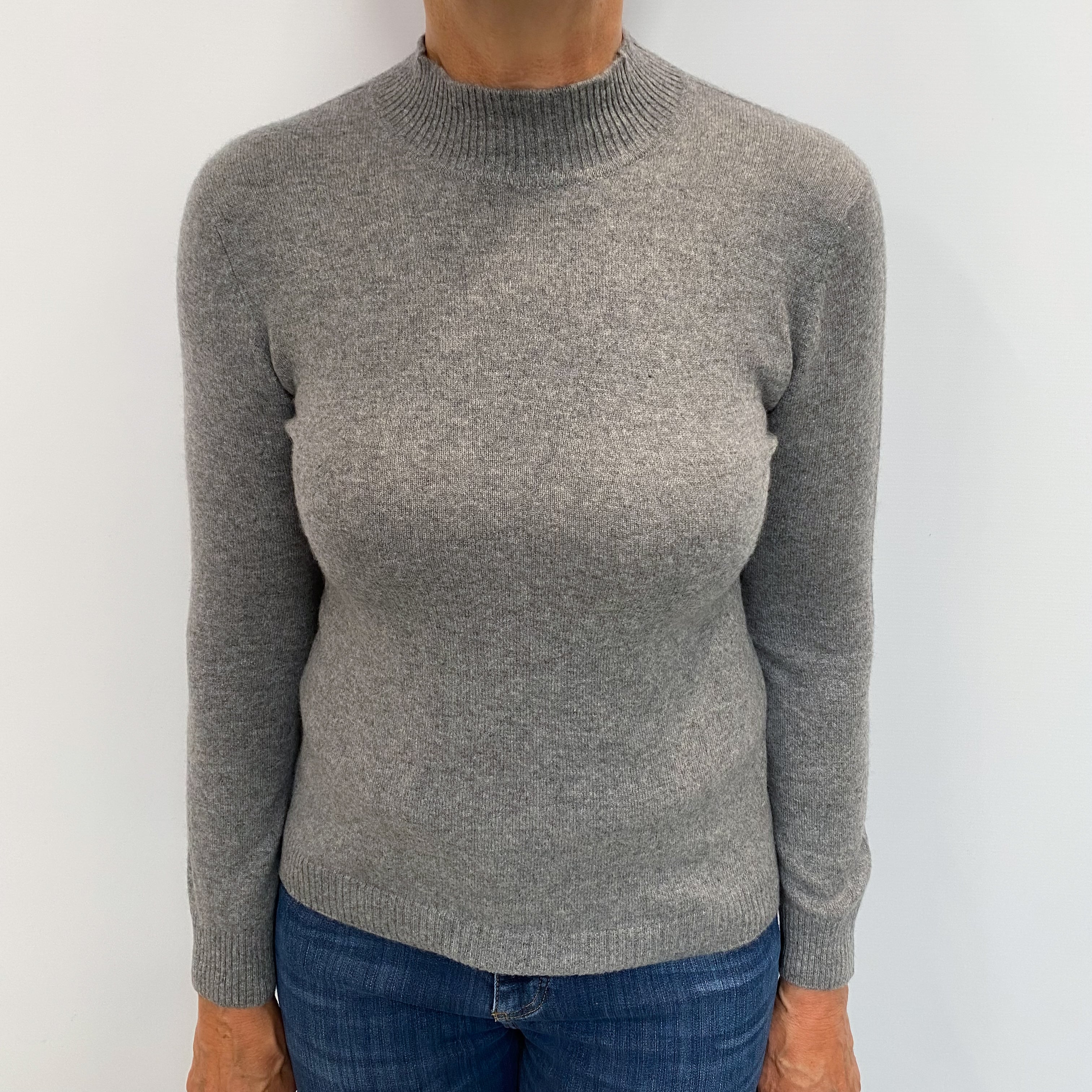 Smoke Grey Cashmere Turtle Neck Jumper Medium