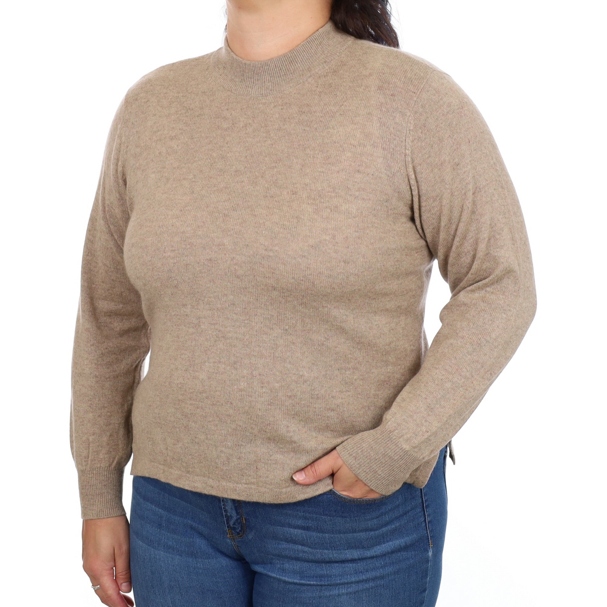 Biscuit Brown Cashmere Turtle Neck Jumper Large