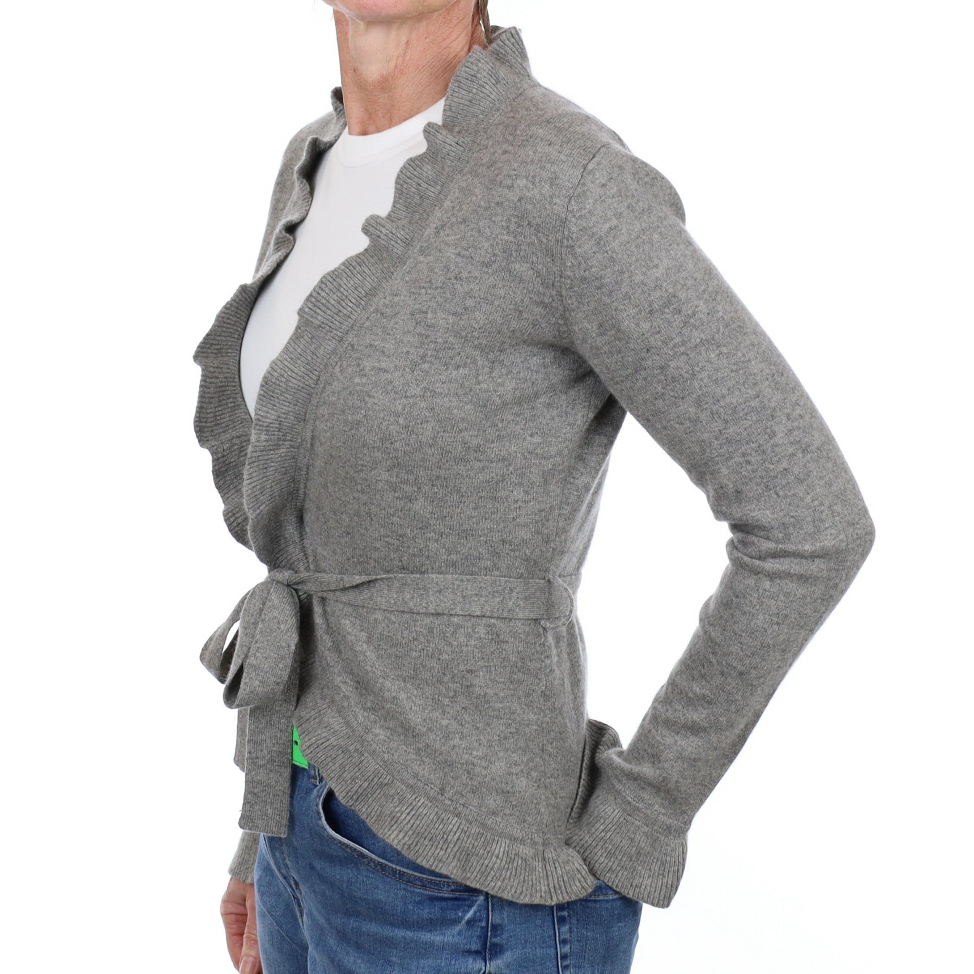 Ash Grey Cashmere V Neck Jumper Small