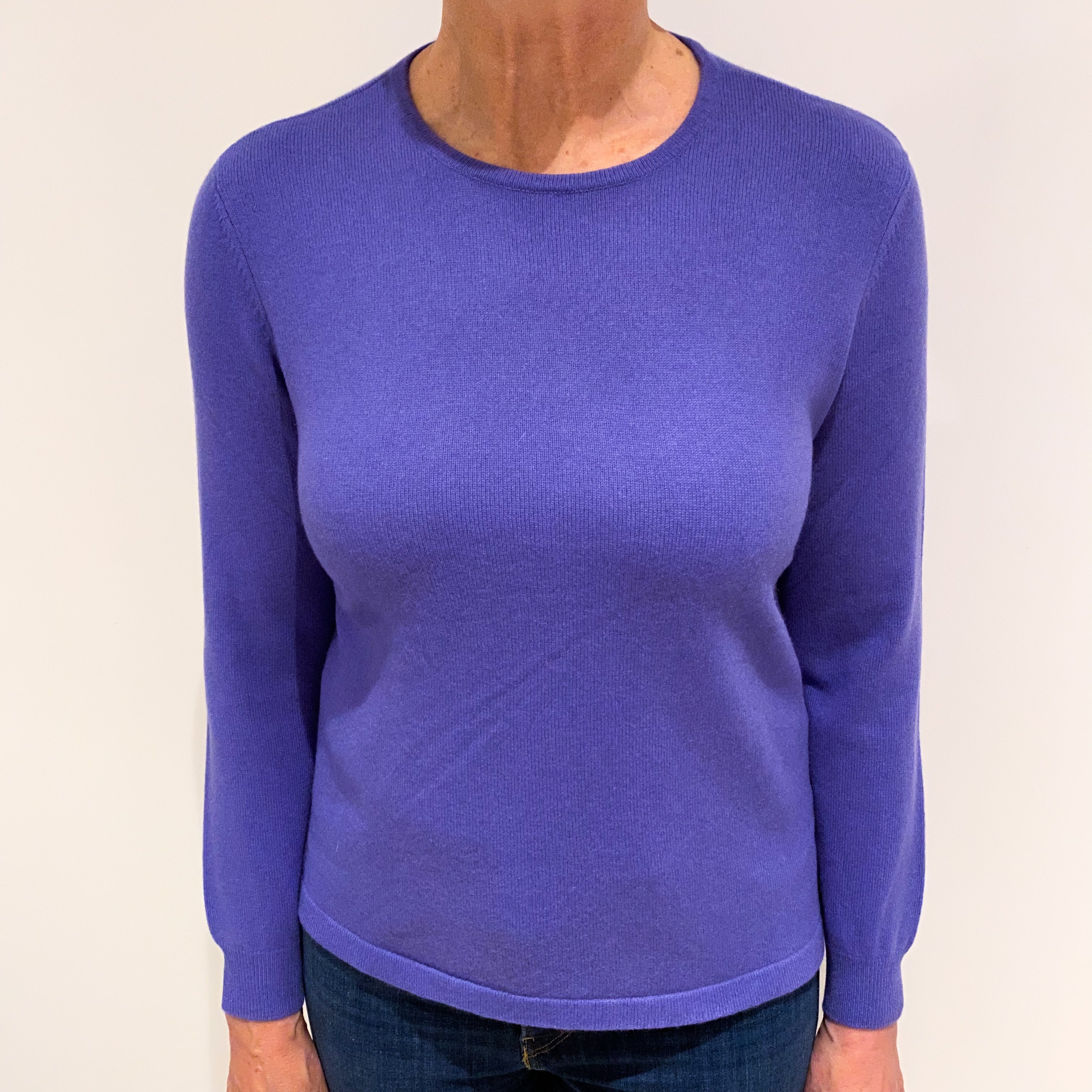Bluebell Blue Cashmere Crew Neck Jumper Medium