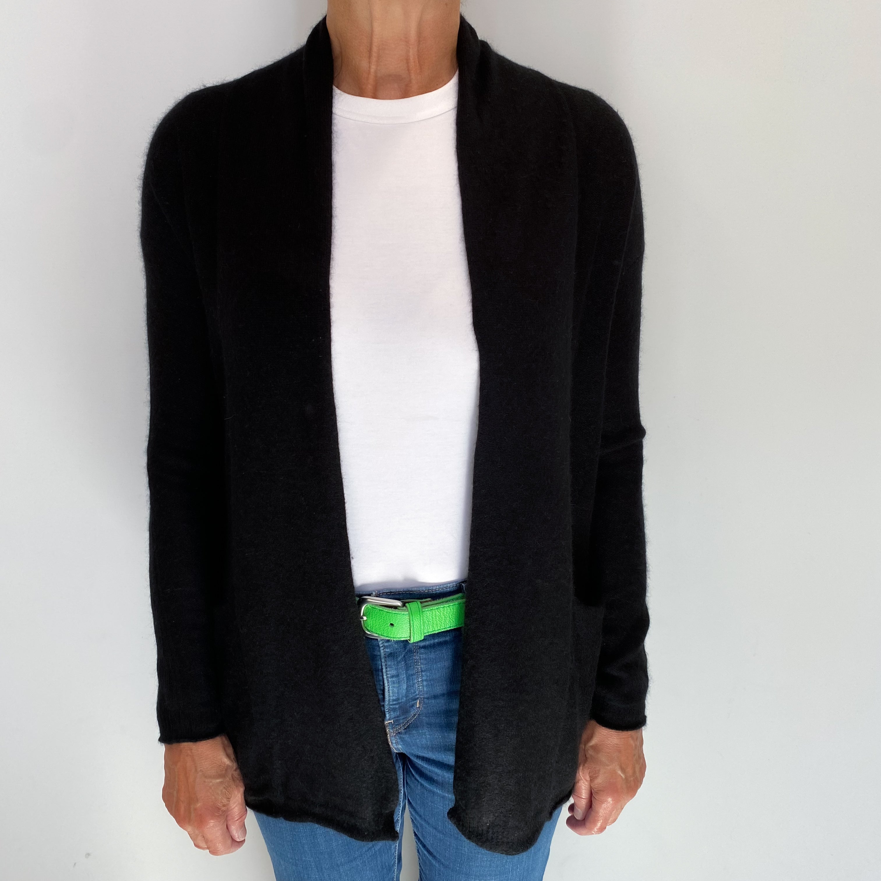 Black Cashmere Edge To Edge Cardigan Medium