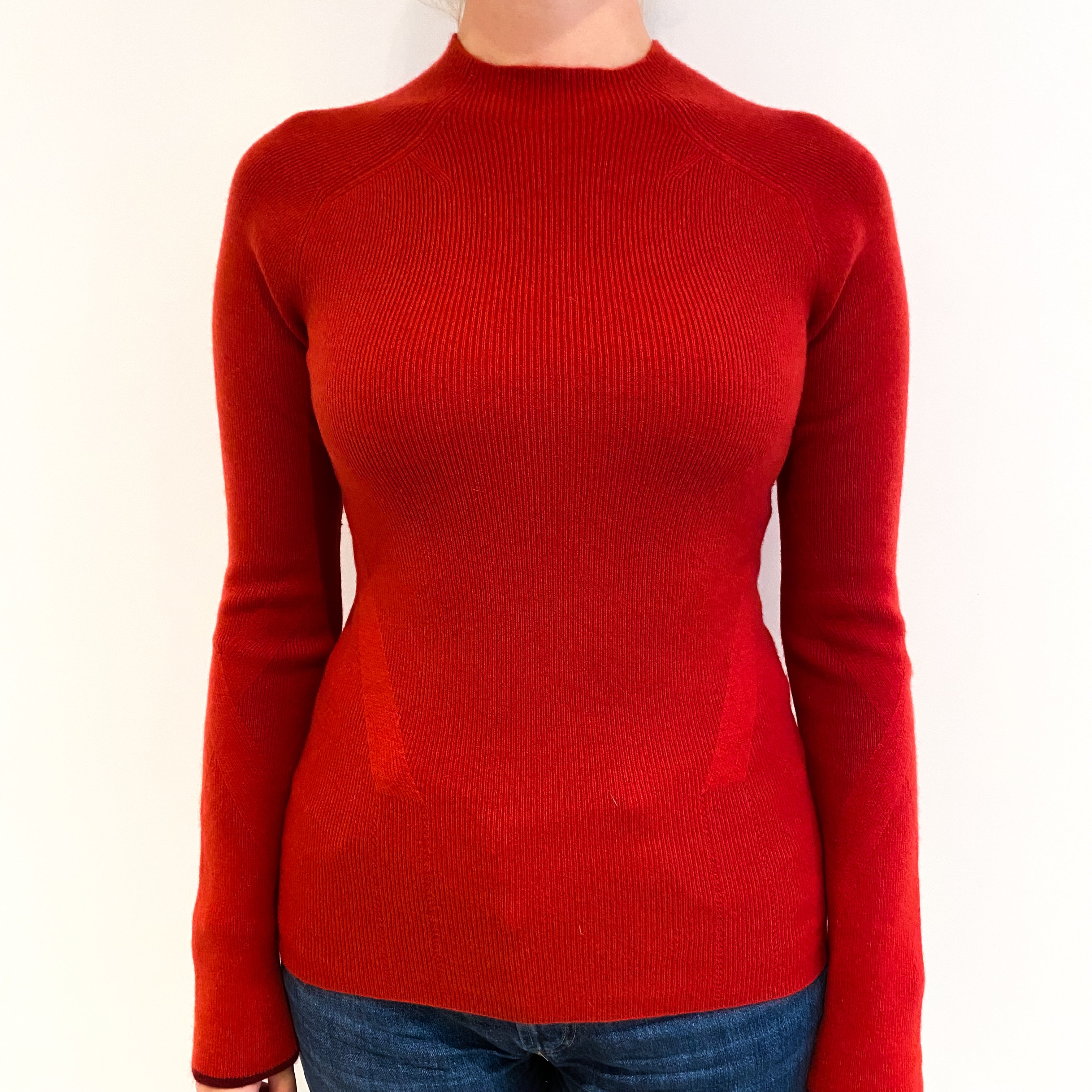Rag & Bone Berry Red Cashmere Rib Turtle Neck Jumper Small