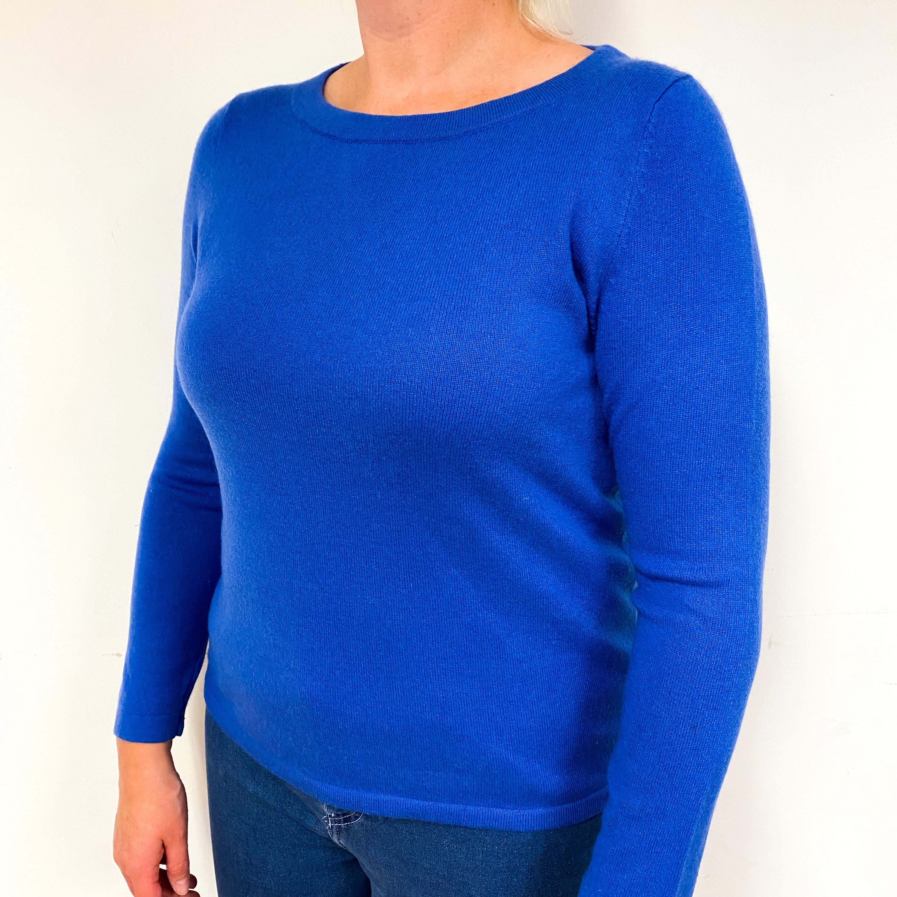 Tanzanite Blue Cashmere Crew Neck Jumper Large