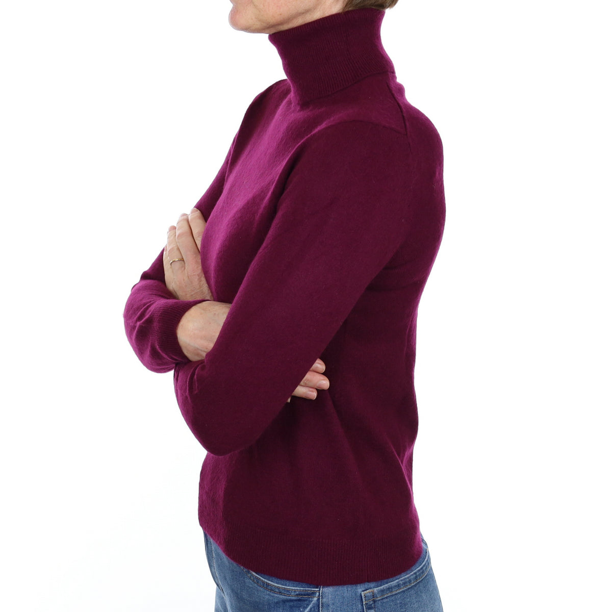 Mulberry Purple Cashmere Polo Neck Jumper Small
