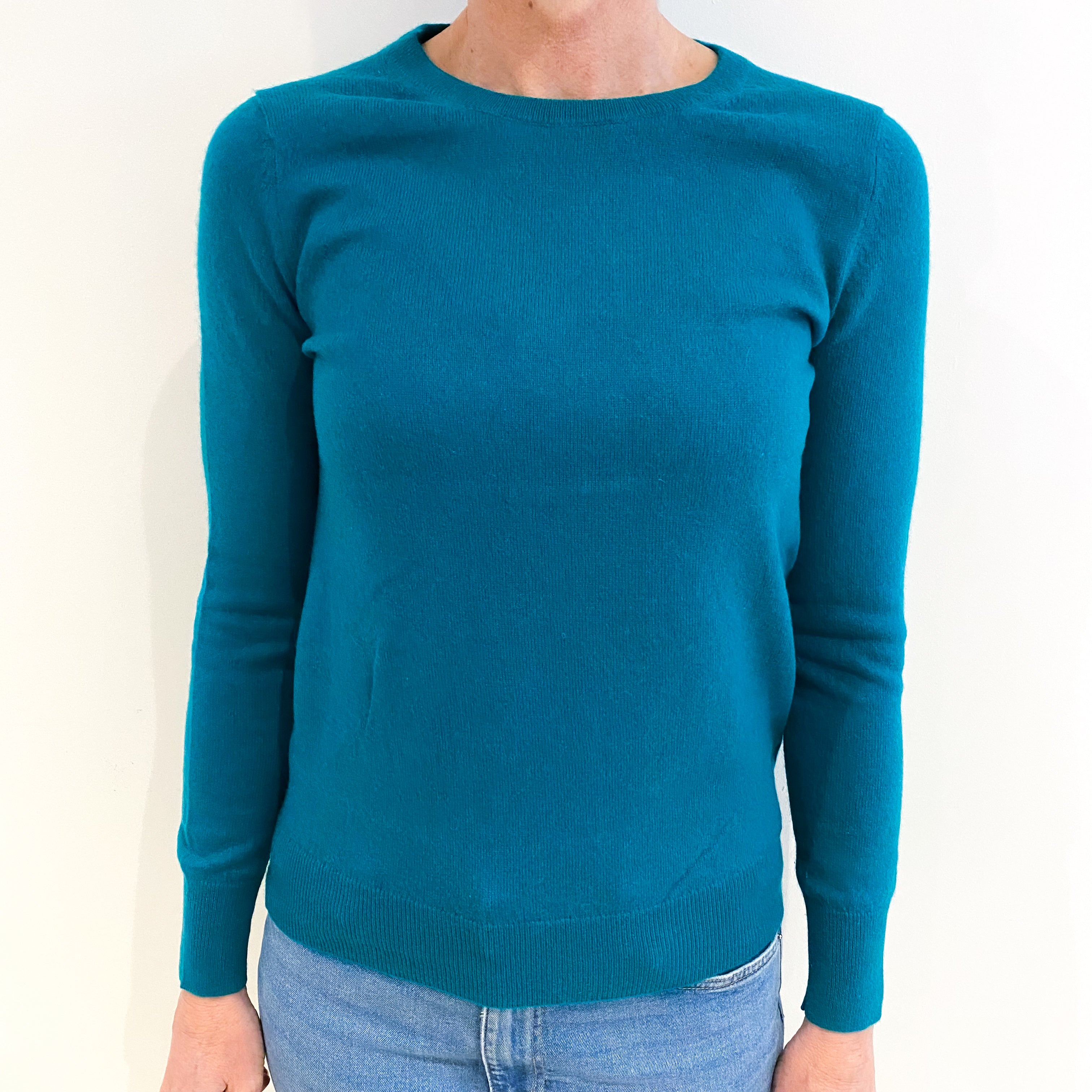 Teal Green Cashmere Crew Neck Jumper Small