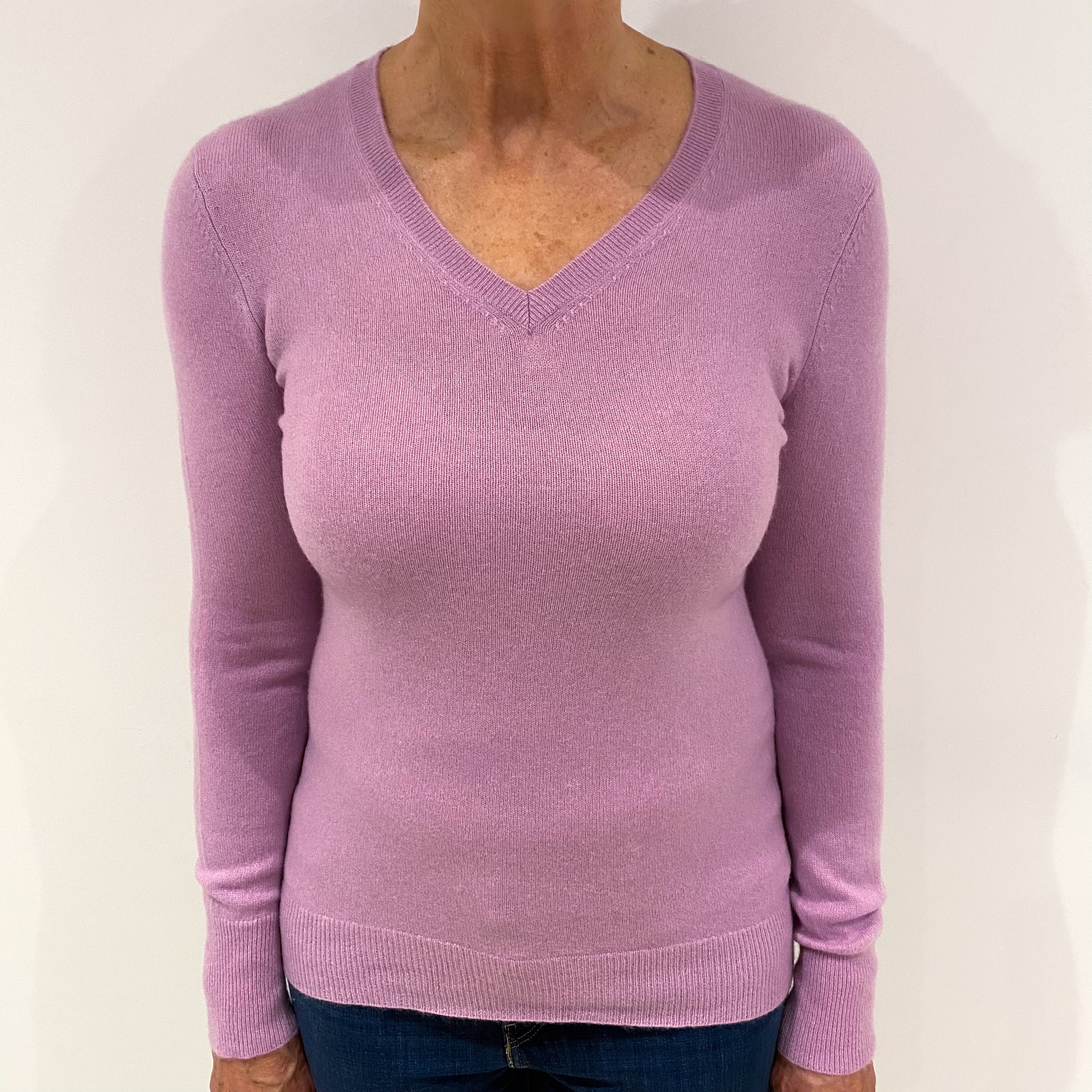 Periwinkle Purple Cashmere V Neck Jumper Medium