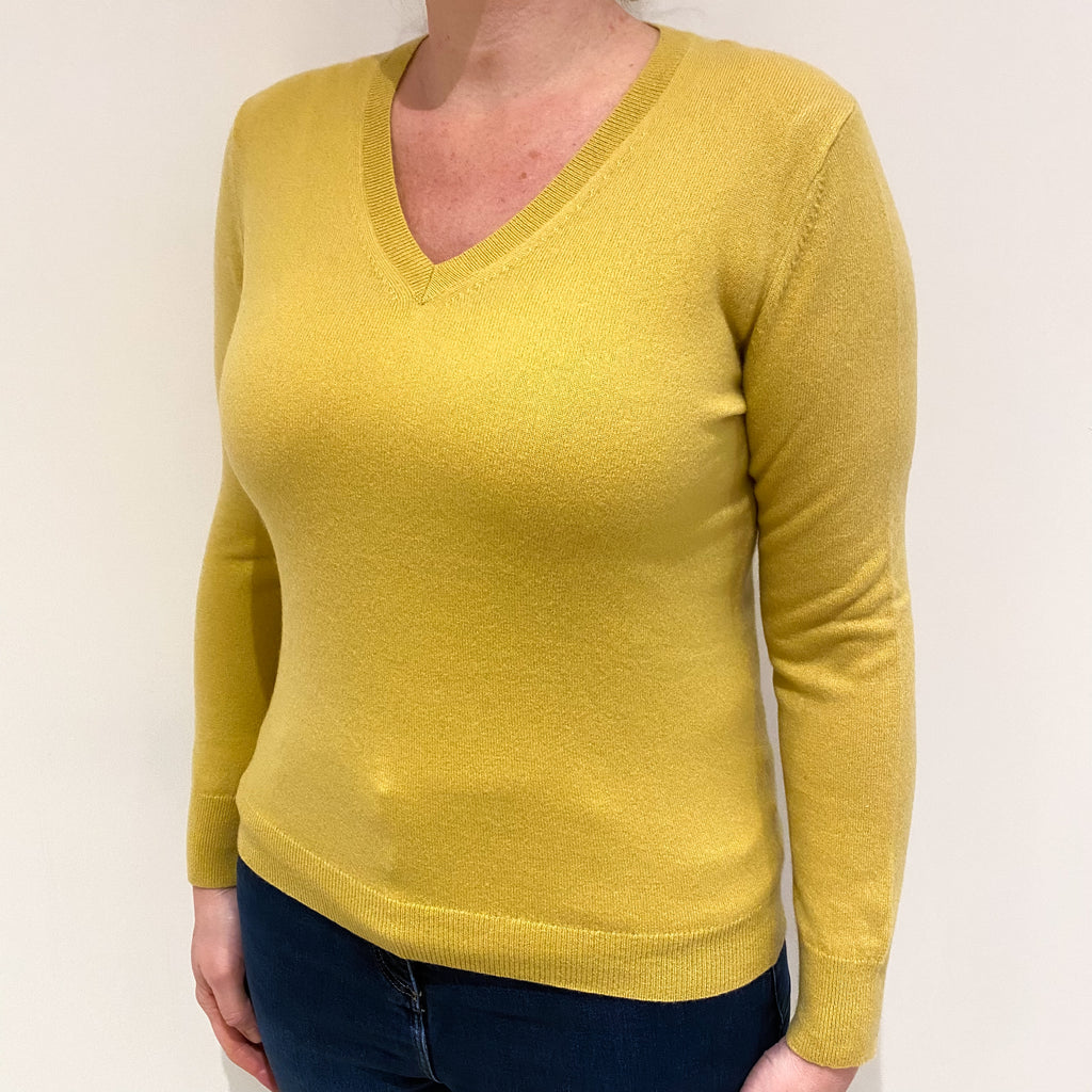 Pineapple Yellow Cashmere V Neck Jumper Large