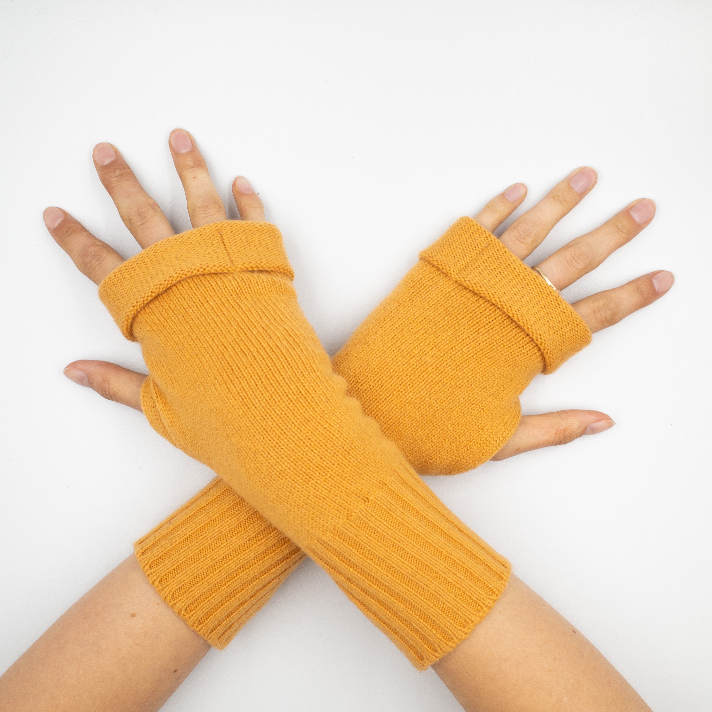 Pale Marmalade Orange Fingerless Gloves