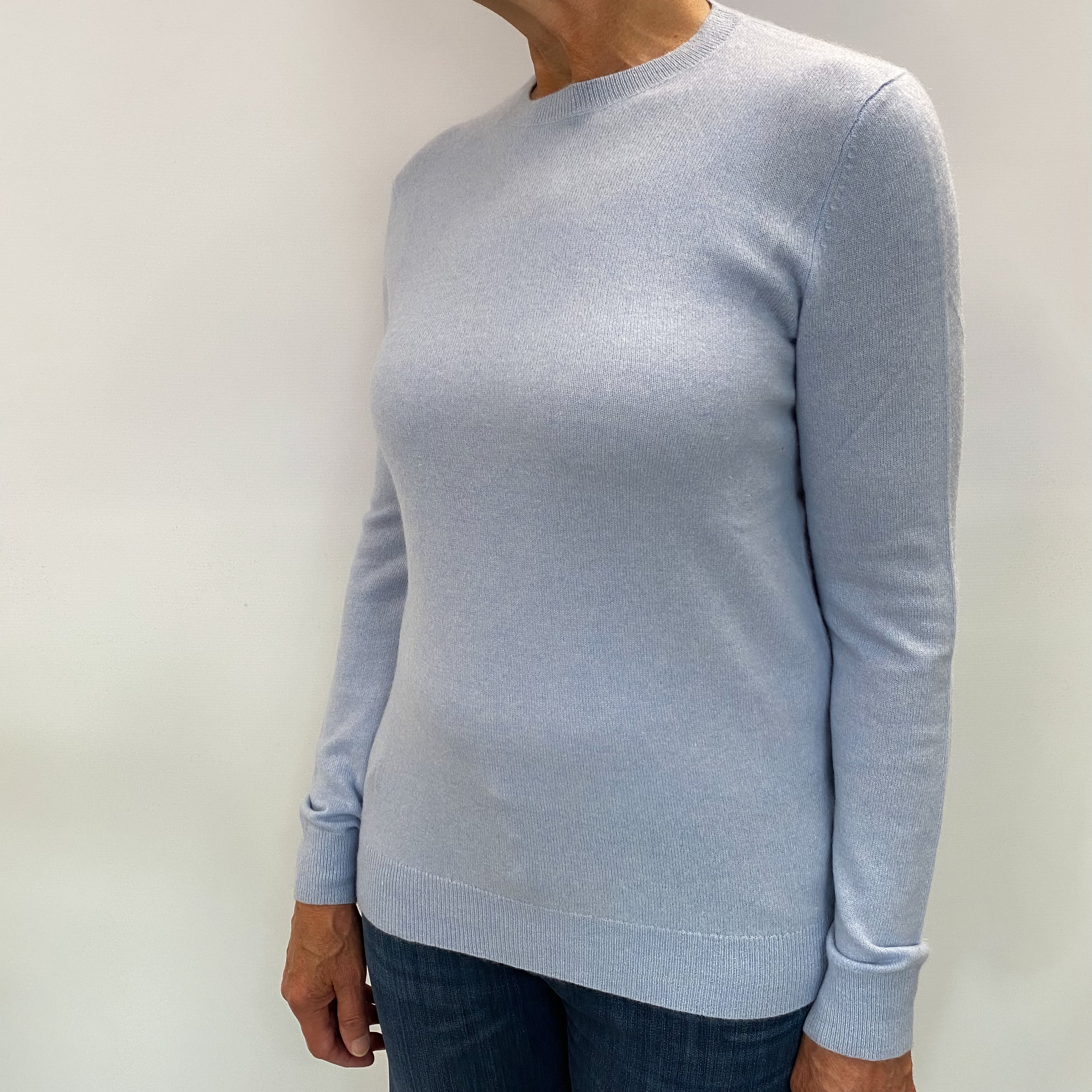 Pale Blue Cashmere Crew Neck Jumper Medium