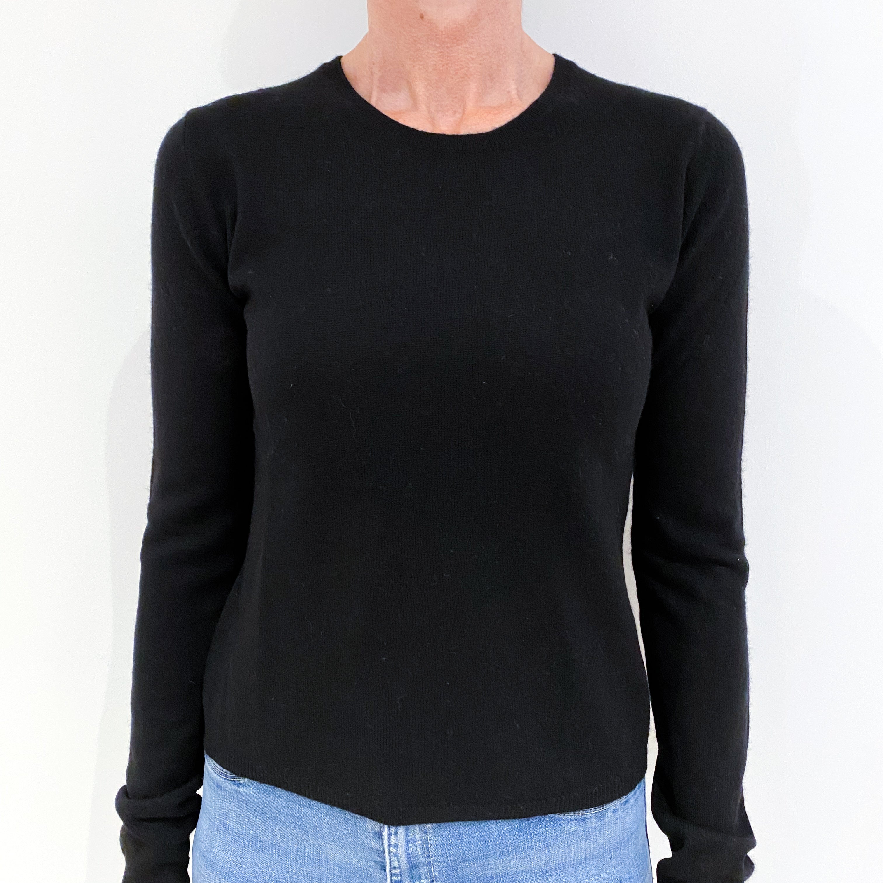 Black Cashmere Crew Neck Jumper Small